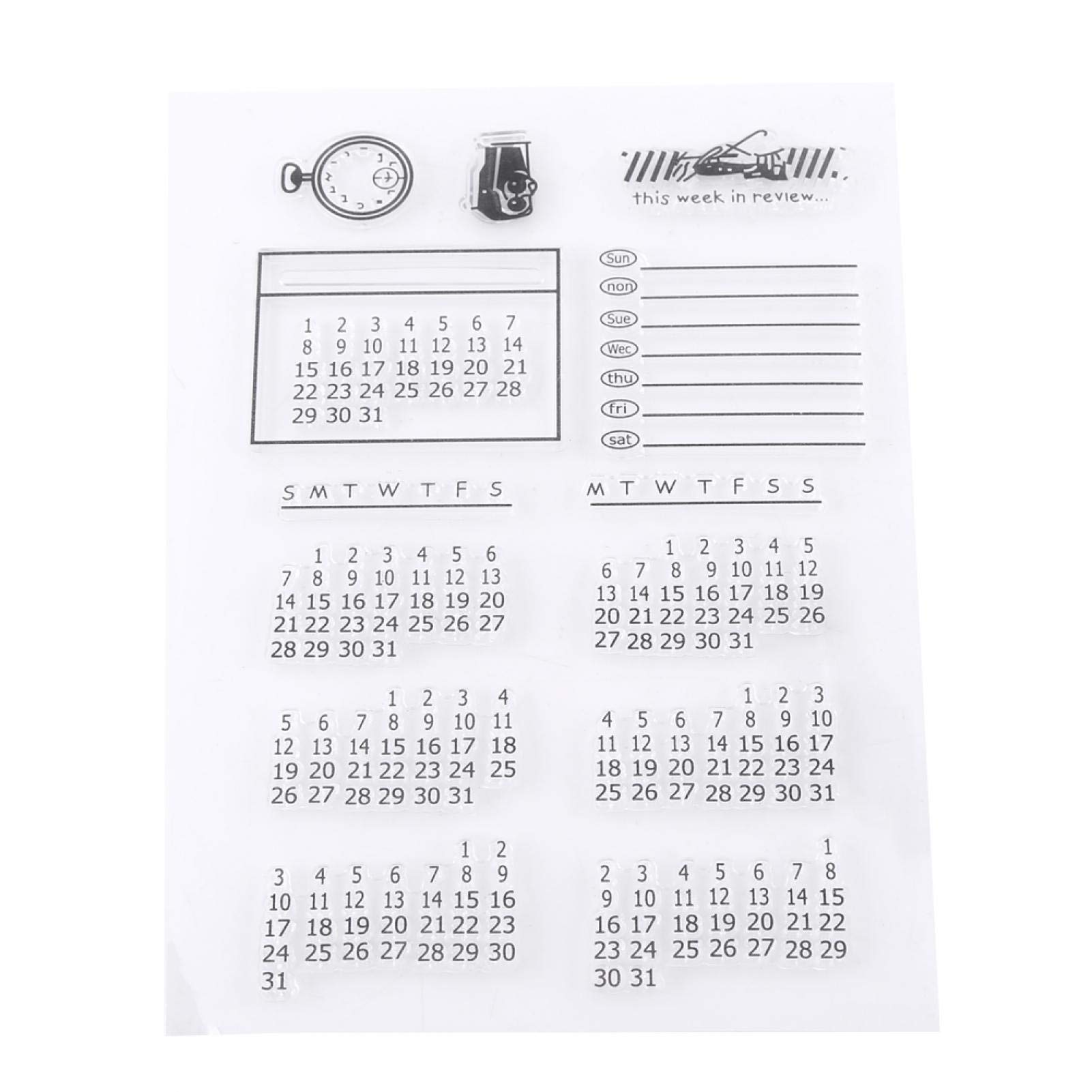 Mixed Calendar Silicone Stamp Set - Transparent Journal Rubber Stamps for Scrapbooking, Card Making & Postcard Decoration (11x16cm) - Perfect for Bullet Journals, DIY Crafts & Planner Decorations