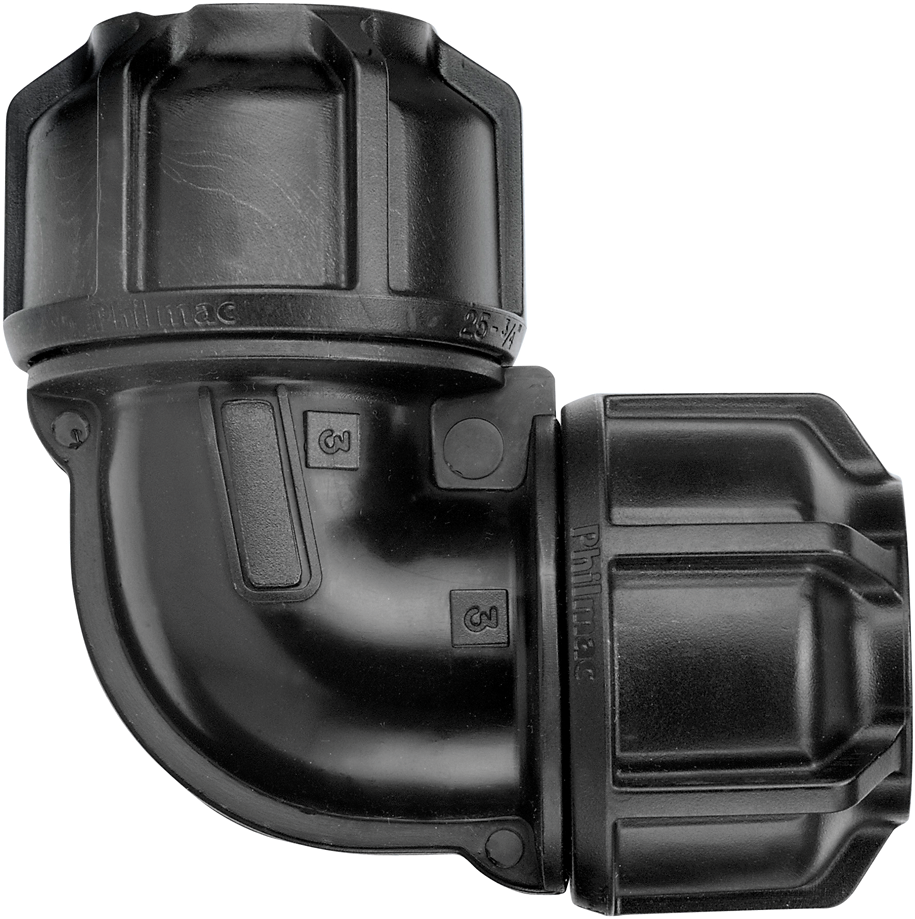 Philmac Compression 90° Elbow IPS OD, PE PE - High-Quality Plumbing Fitting for Water & Gas Lines - Perfect for Residential & Commercial Plumbing Projects