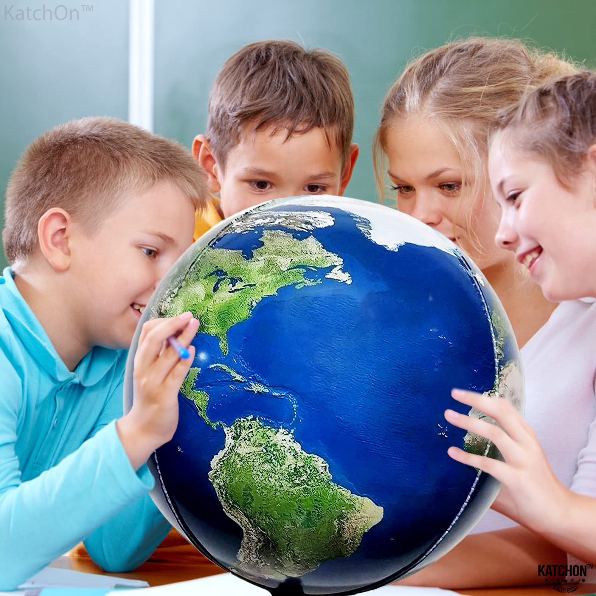 KatchOn 22 Inch Globe Balloons - Pack of 6 | Earth-Themed Party Decorations for Travel, Bon Voyage & Around The World Parties | Perfect for World Map Decor, Graduation Celebrations & Geography-Themed Events