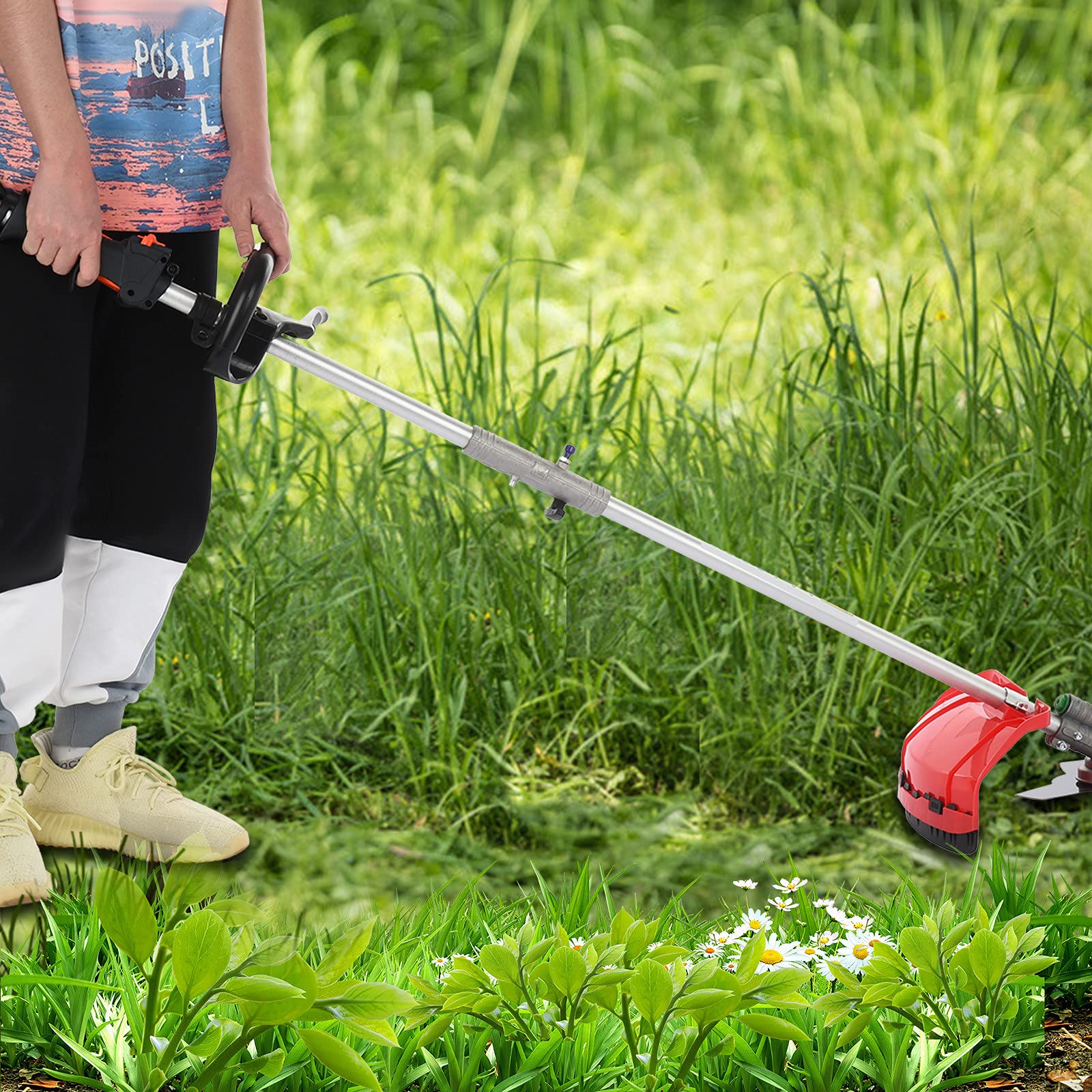 52cc 5-in-1 Gas Powered Multi-Tool: Hedge Trimmer, Grass Strimmer, Pruner, Chainsaw & Brush Cutter - Red (Model 601) - Perfect for Lawn Care, Landscaping & Yard Maintenance