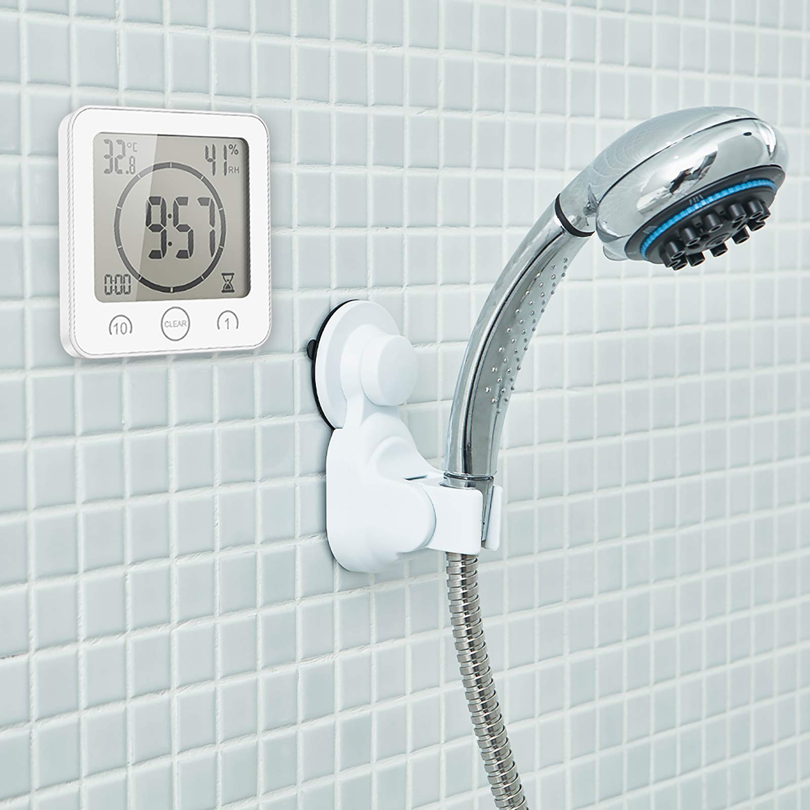 Blingbin Digital Alarm Clock with Temperature & Humidity Sensor, Waterproof, Timer - Perfect for Bathroom, Kitchen, Bedroom, Office