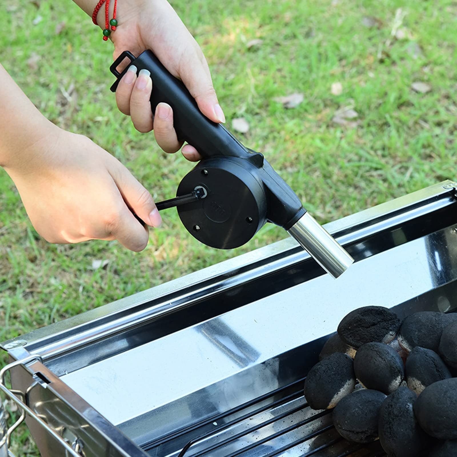 Portable Hand Crank BBQ Fan - Manual Air Blower for Charcoal Grill, Campfire & Stove - Compact Outdoor Cooking Accessories for Picnics, Tailgating & Backyard Barbecues