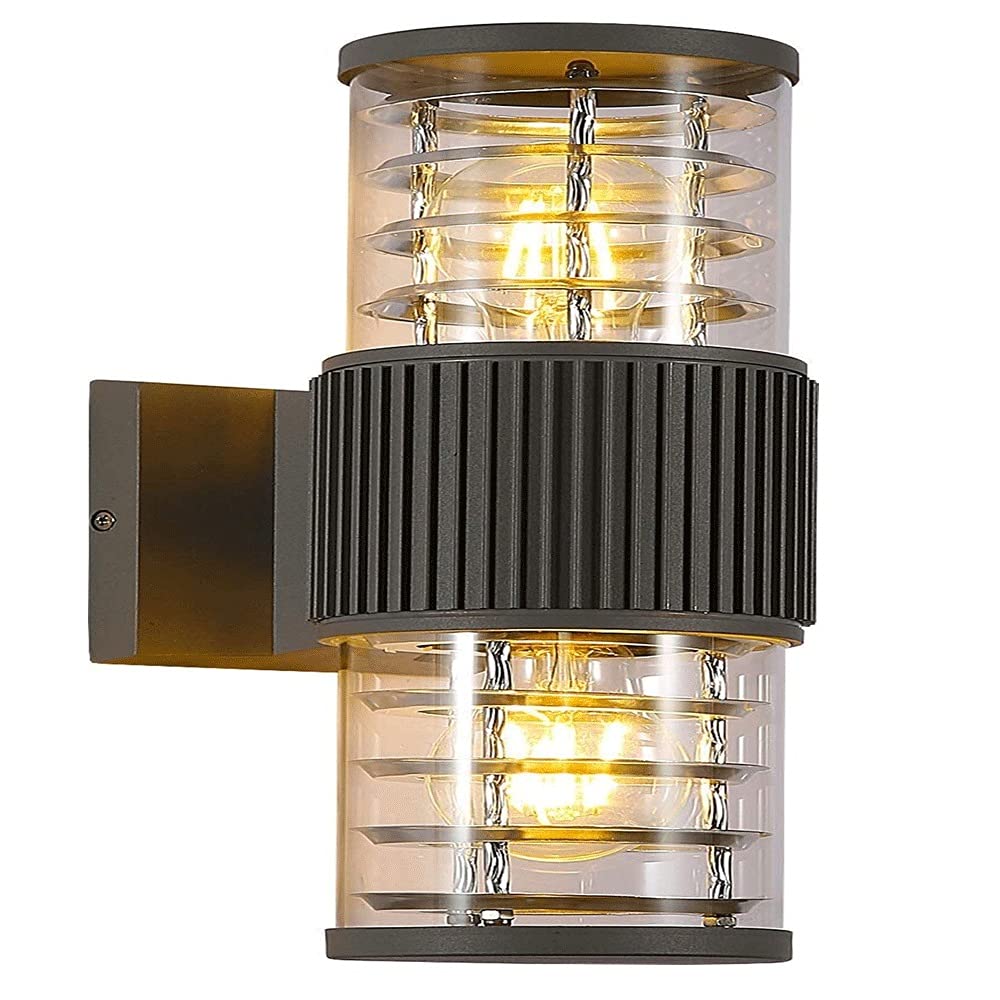 Modern Outdoor Wall Lamp - Aluminum Porch Light with Upper & Lower Lighting - Perfect for Gate, Courtyard, Terrace & Garden - Weather-Resistant Exterior Wall Sconce for Patio, Deck & Entryway
