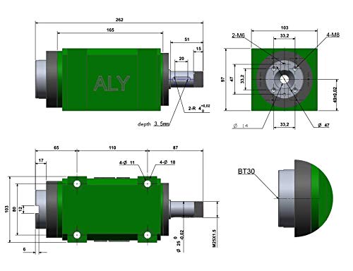 BT30 Spindle Unit Power Head 1.5kW (2HP) 6000 RPM for CNC Engraving, Cutting, Milling, Drilling & Boring Machines - Perfect for Metalworking, Woodworking & Industrial Lathe Tools