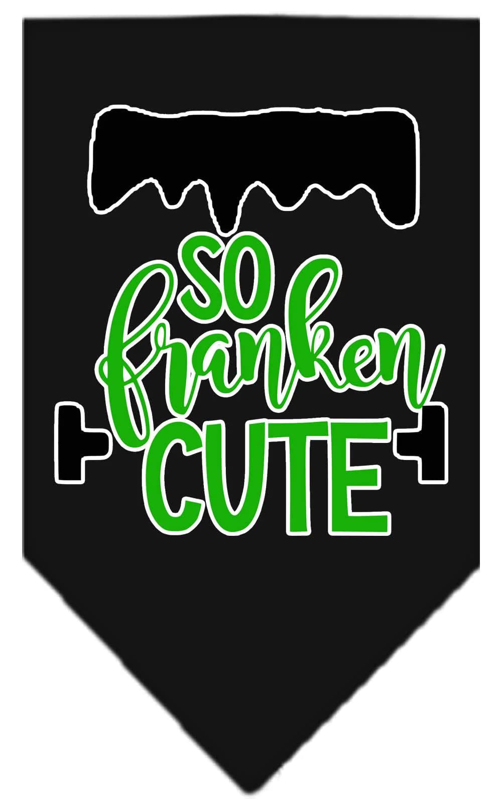 Halloween Pet Bandana for Dogs - 'So Franken Cute' Screen Printed Lime Green Small Bandana | Perfect for Halloween Costumes, Pet Parties & Photo Shoots