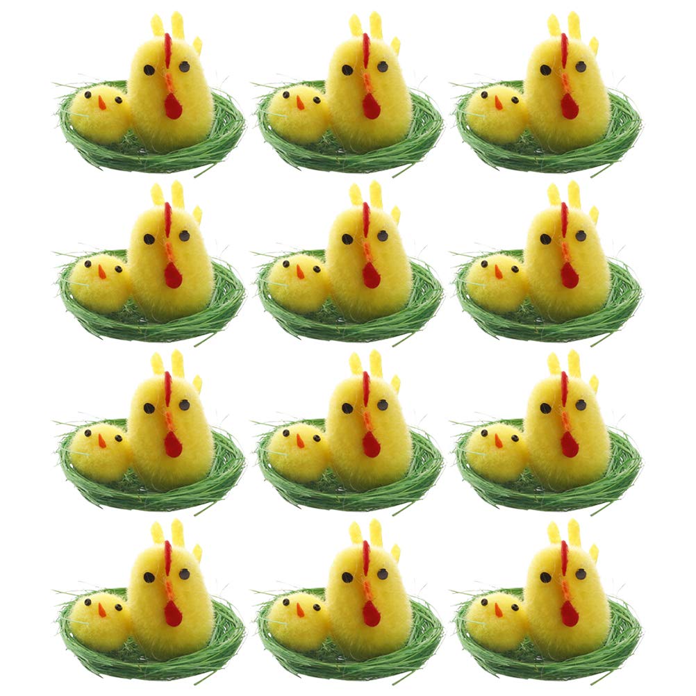 iFundom 12pcs Easter Chick Decorations - Mini Simulation Chicks for Easter Home & Desktop Decor (Yellow) - Perfect for Easter Party, Spring Home Decor, Table Centerpieces & Gift Baskets