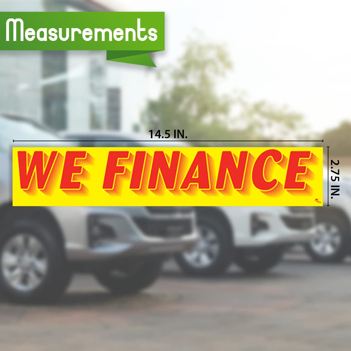 12 Pack We Finance Car Dealership Stickers - Windshield Decals for Auto Dealers, RV & Truck Lots (Red on Yellow) - Perfect for Promotions & Customer Attraction