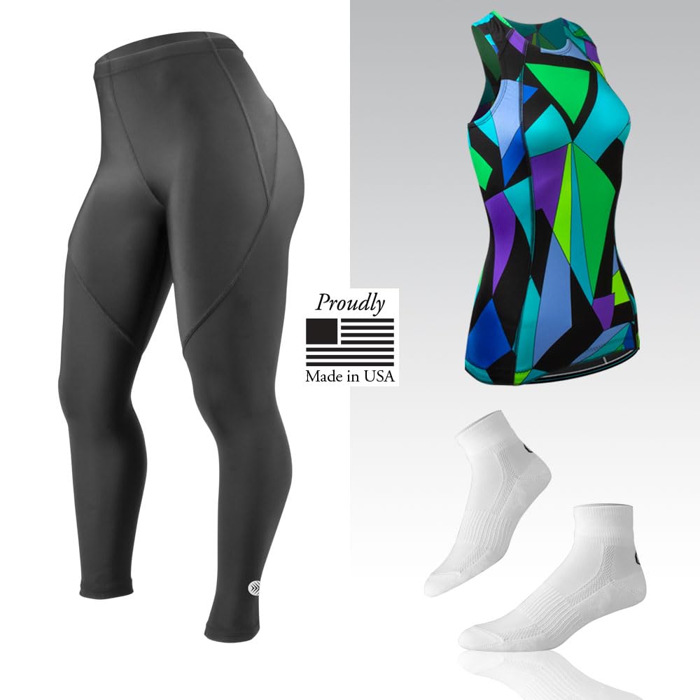 Women's High-Performance Compression Workout Tights - Sweat-Wicking Spandex Leggings for Yoga, Running & Gym | Made in USA | Perfect for Fitness & Active Lifestyle