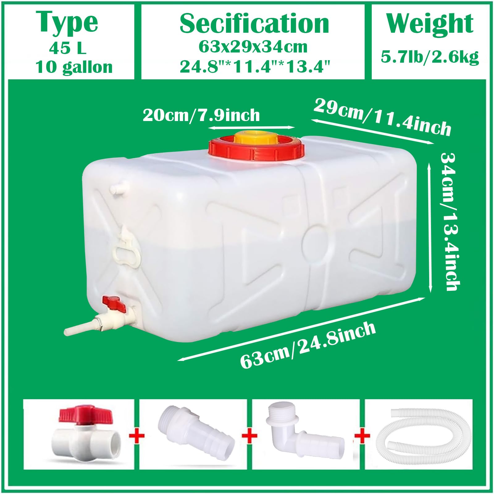 12 Gallon Water Storage Containers with Spigot - Large Capacity Portable Water Tank for Camping, Emergency Preparedness, RV Travel & Outdoor Adventures - Perfect for Household Use, Road Trips and Disaster Readiness