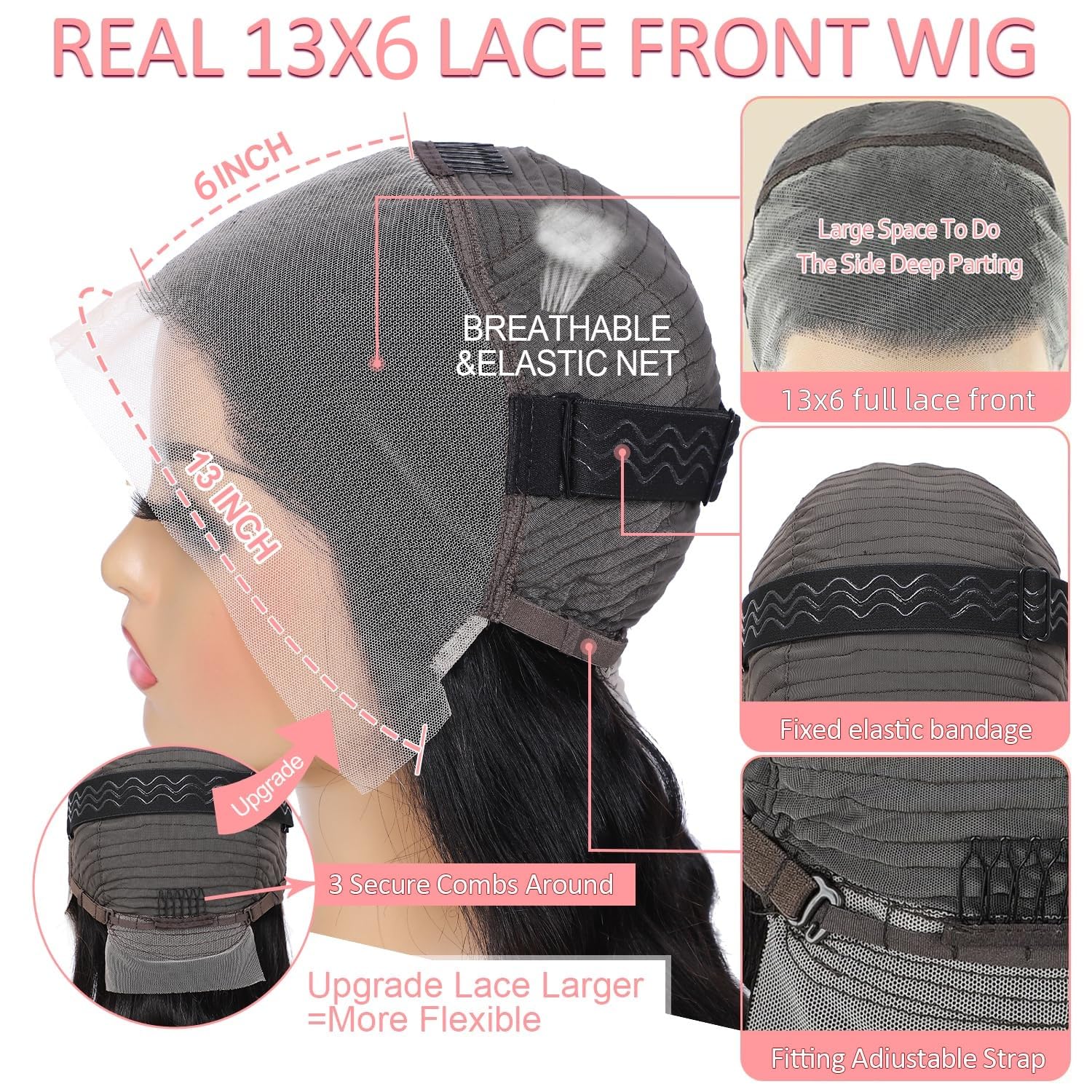 13x6 HD Lace Front Human Hair Wigs - Pre Plucked Glueless Body Wave Lace Front Wigs for Women (200% Density, 26 Inch) - Perfect for Daily Wear, Cosplay & Special Occasions