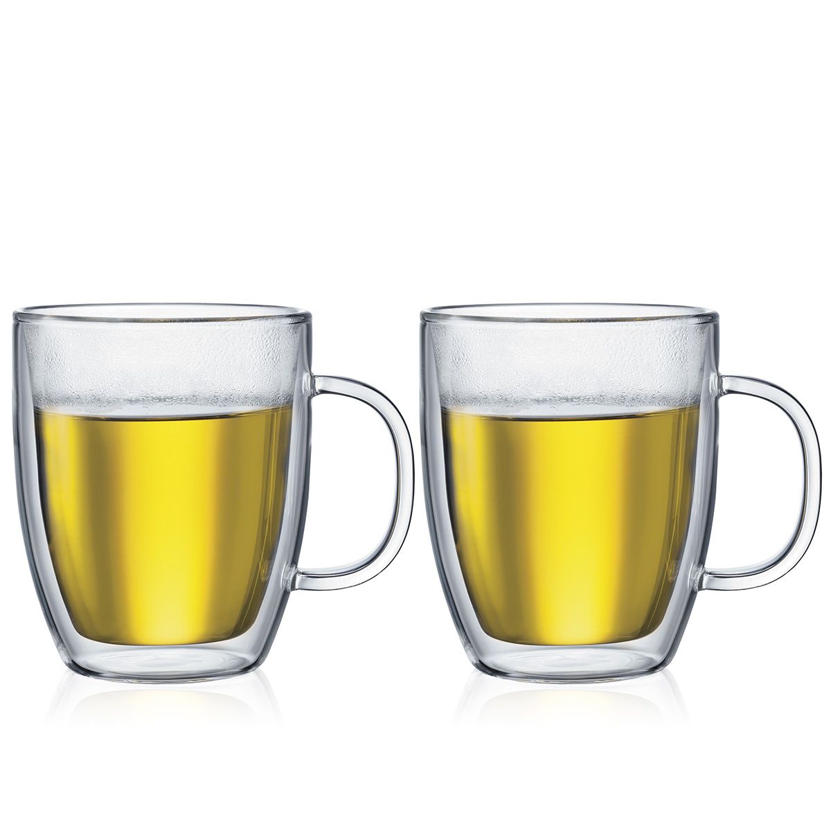 Bodum BISTRO 15 Oz Double Wall Insulated Glass Coffee Mug Set of 2 - Perfect for Hot & Cold Drinks, Home, Office, and Cafe Use