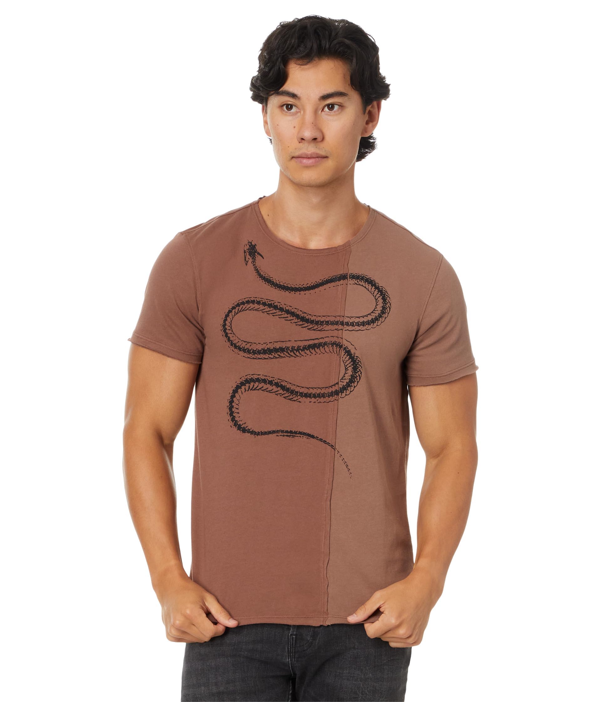 John Varvatos Men's Snake Bones Graphic T-Shirt | Vintage Rock Style Cotton Tee for Casual Wear & Street Fashion