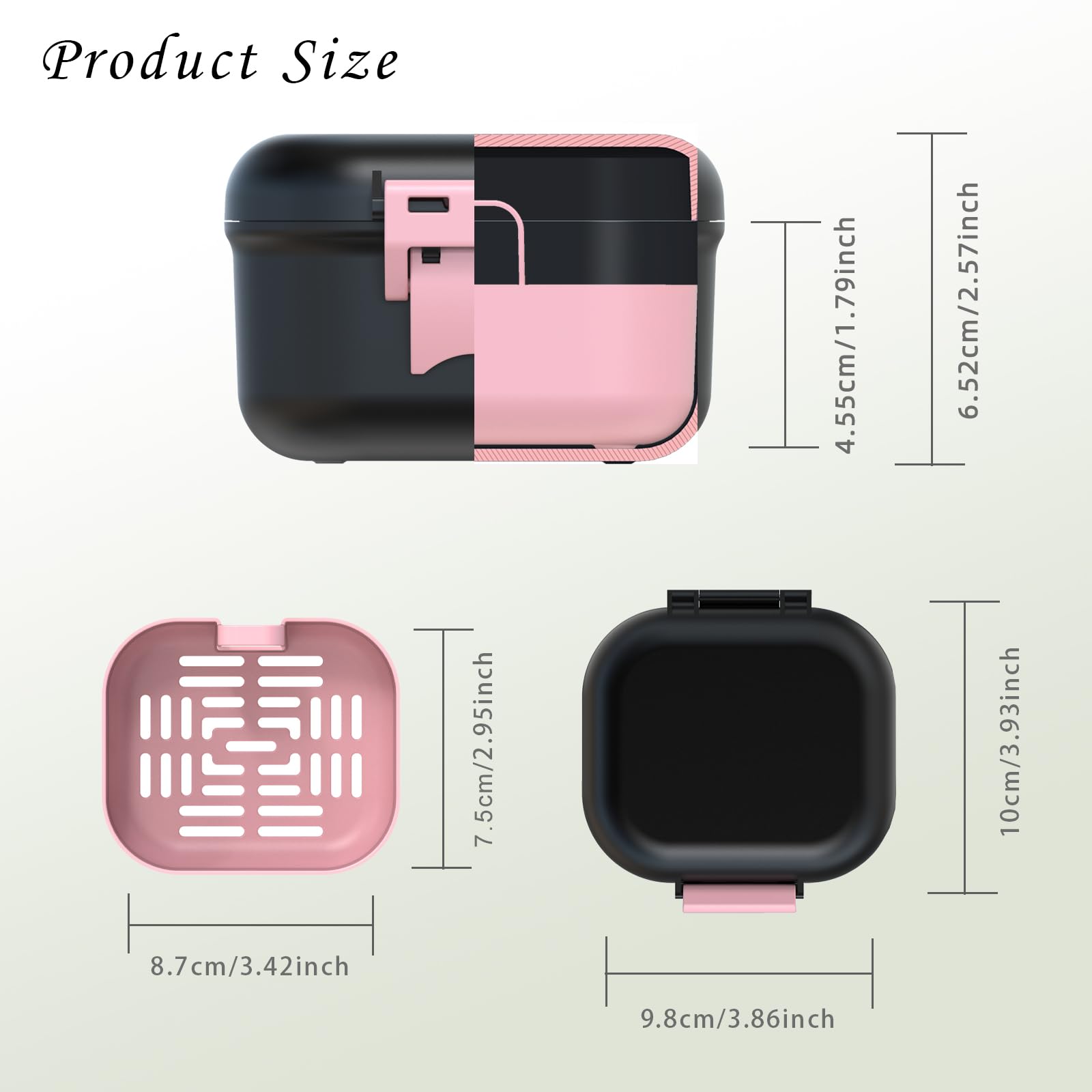 BVN Leak-Proof Denture Storage Case - Denture Soaking Cup & Retainer Cleaning Holder (Black/Pink) - Perfect for Travel, Nighttime Soaking & Denture Care at Home