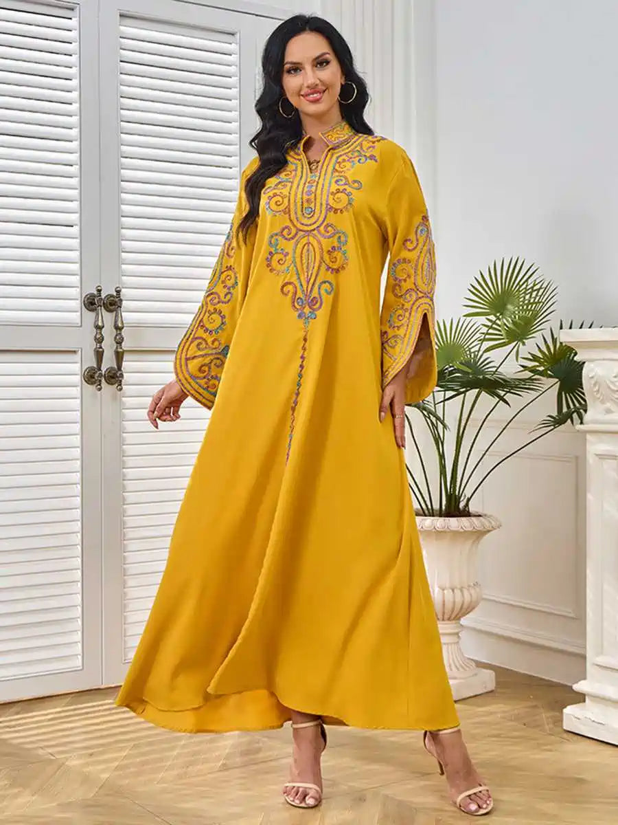 Elegant Rope Embroidery Eid Caftan Dress for Women - Moroccan Kaftan #25228 | Perfect for Eid Celebrations, Weddings & Special Occasions