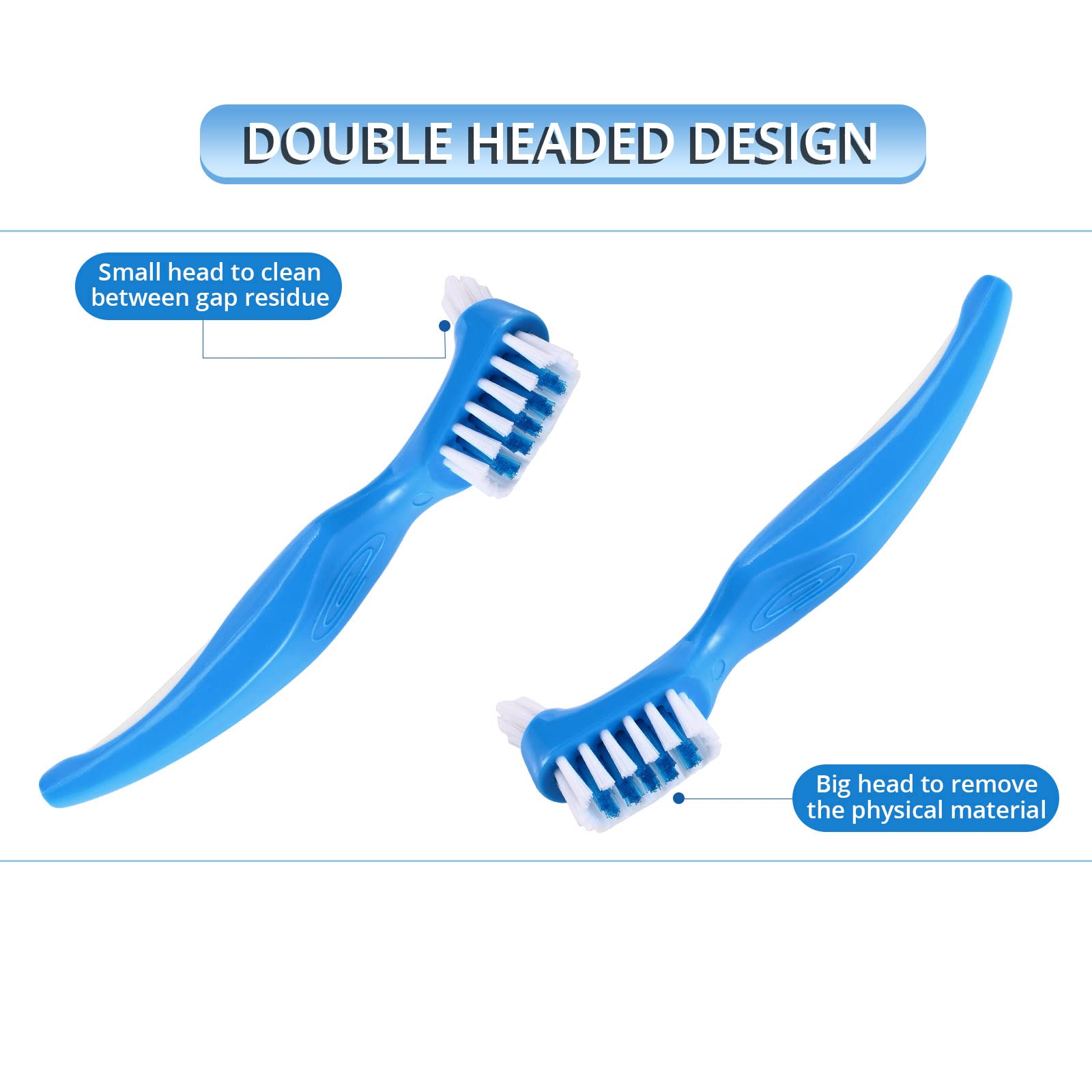 2 Pack Denture Cleaning Toothbrush with Multi-Layered Bristles - Soft & Hard Bristle Options for False Teeth Care - Perfect for Daily Denture Cleaning at Home or Travel