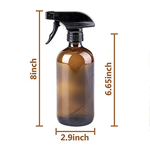 Amber Glass Spray Bottle 16oz (2-Pack) - Dark Brown Refillable Mist & Stream Sprayer for Essential Oils, Hair Care, Perfumes, Cleaning & Kitchen Use | Eco-Friendly Essential Oil Dispenser & Household Spray Bottle