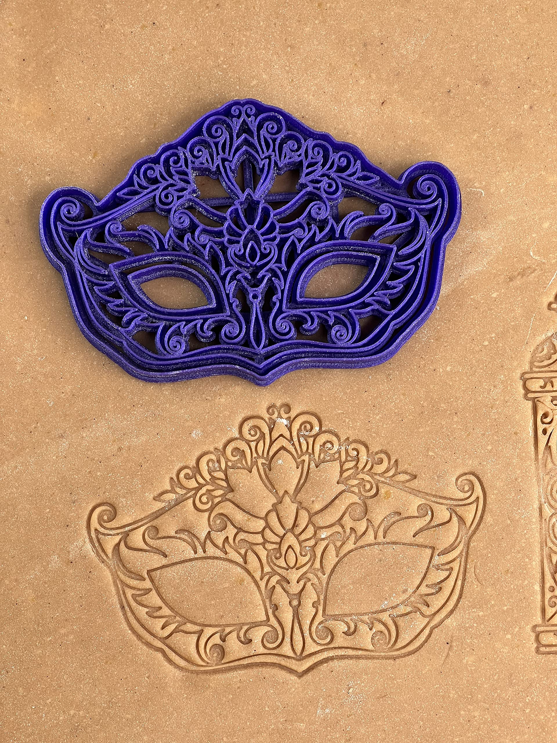 Premium 5.5-inch Purim Mask Cookie Cutter Mold - Galaxy Purple | Designed by Miriam's Kitchen | 3D Printed Baking Tool for Jewish Holiday Cookies, Hamantaschen & Purim Party Treats