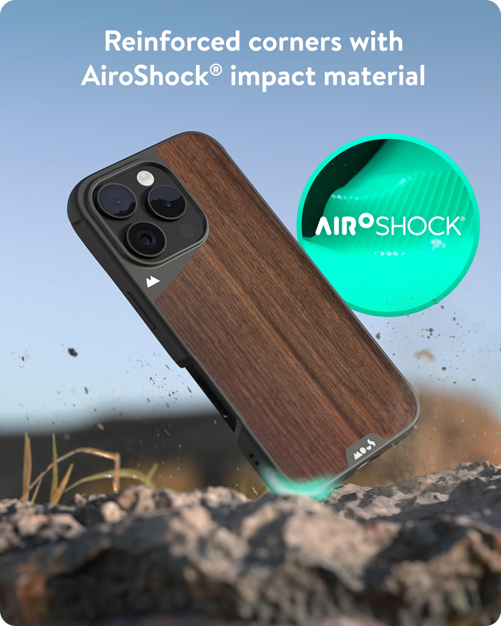 Mous iPhone 16 Pro Max Case with MagSafe - Limitless 6.0 Walnut Wood Protective Shockproof Cover | Perfect for Outdoor Adventures, Travel & Daily Protection