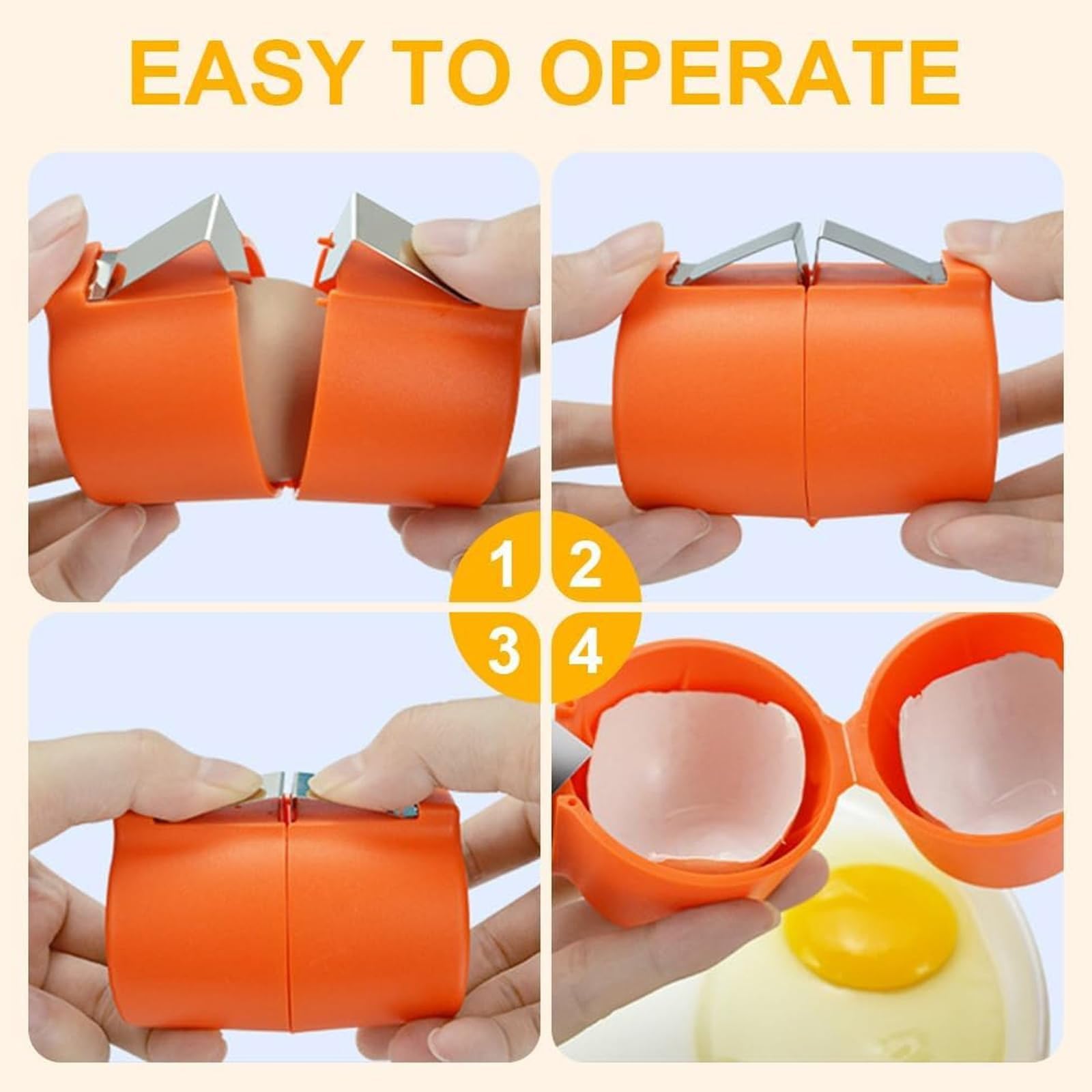 3-Piece Egg Shell Opener Set - Handheld Egg Cracker & Peeler Tool for Hard Boiled & Raw Eggs | Quick & Easy Shell Removal | Perfect for Breakfast Meal Prep, Cooking, and Baking