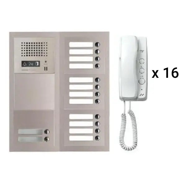 Aiphone GT 16H 16-Apartment Multi-Tenant Audio Intercom System with Handset (GT 1D) - Secure Building Communication for Apartments & Offices