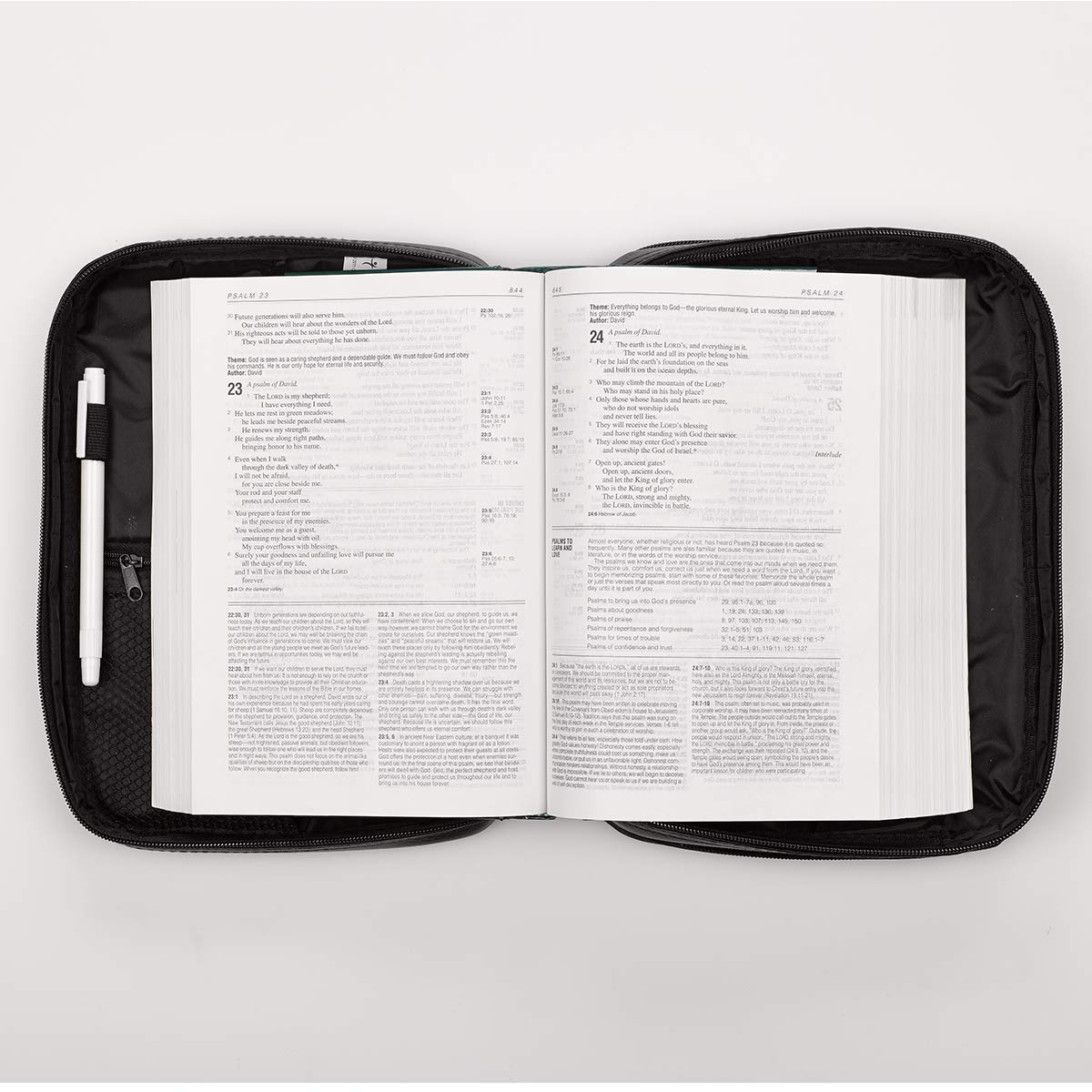 Christian Faux Leather Bible Cover with Jesus Fish Emblem - Zippered Organizer for Travel & Church
