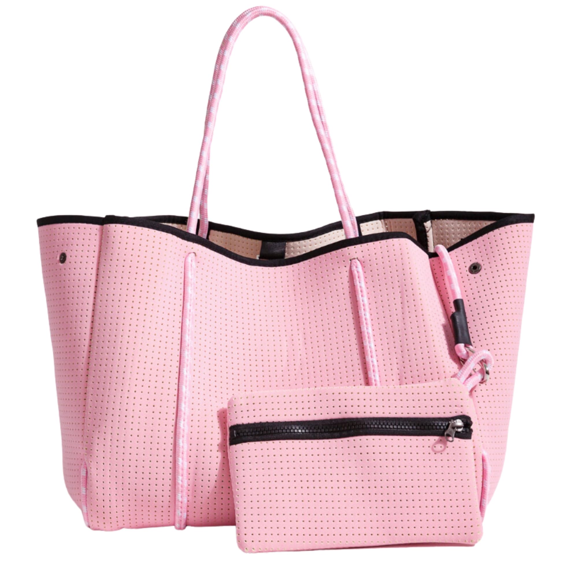 Stylish Large Neoprene Tote Bag for Women - Waterproof Designer Handbag with Multiple Pockets & Zipper Pouch - Perfect for Work, Travel, Gym & Beach Day Essentials