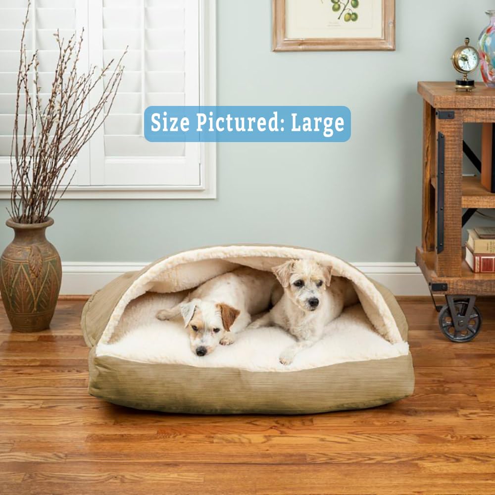 Snoozer Cozy Cave Dog Bed - Large Rectangle Pet Bed for Dogs & Cats, Soft Khaki Washable Cover, Indoor & Outdoor Use - Perfect for Crate Training, Lounging, and Travel