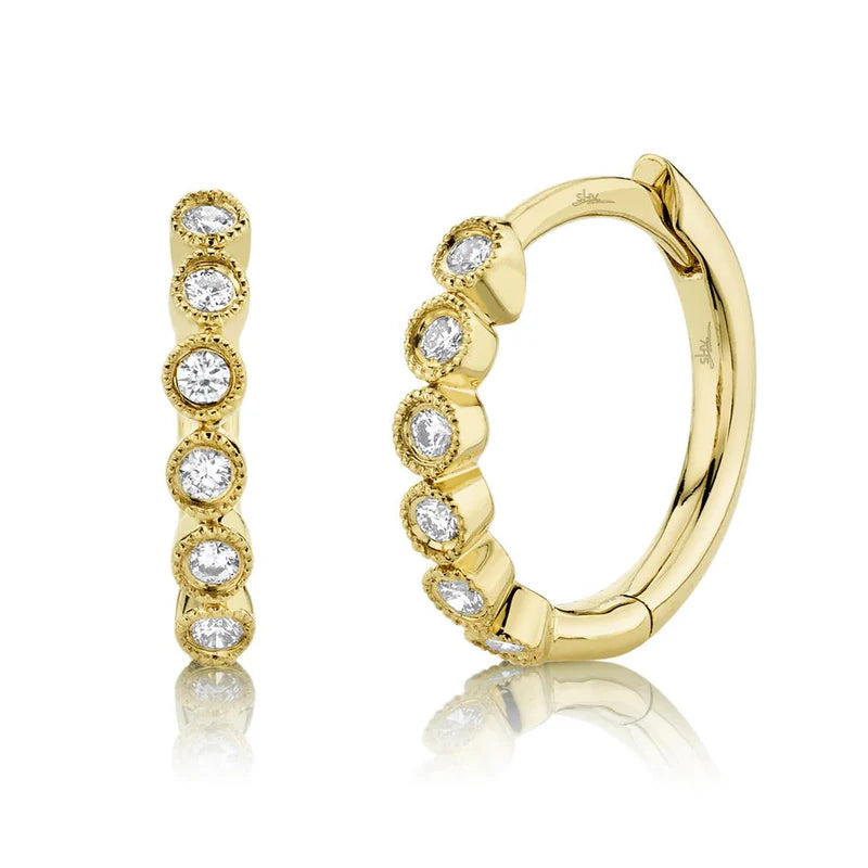 Shy Creation Diamond Huggie Earrings for Women - 14K Gold Hoop Earrings with Sparkling Cubic Zirconia - Perfect for Everyday Wear, Date Night & Special Occasions
