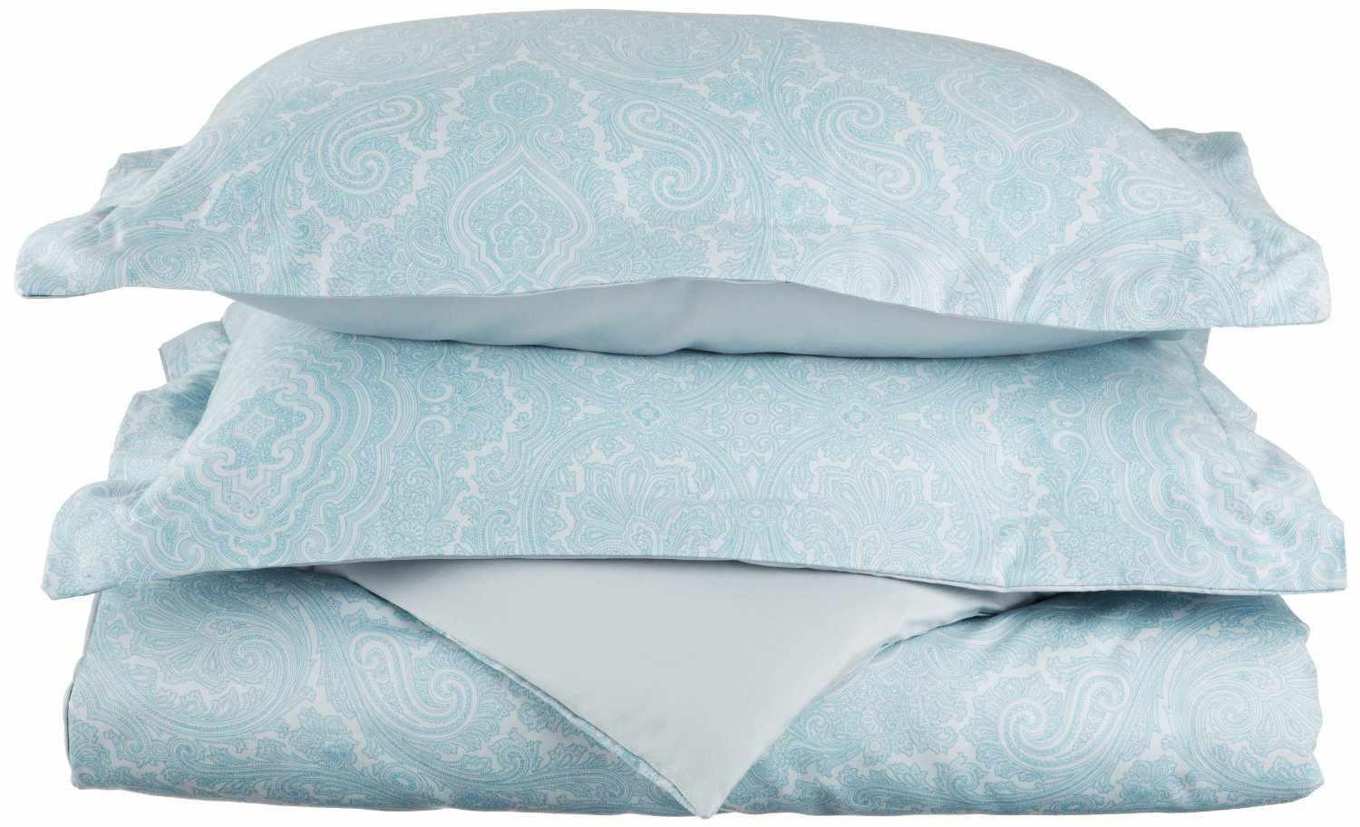 Luxury 600 Thread Count Cotton Blend Italian Paisley Duvet Cover Set - King Size Bedding for Elegant Master Bedroom Decor