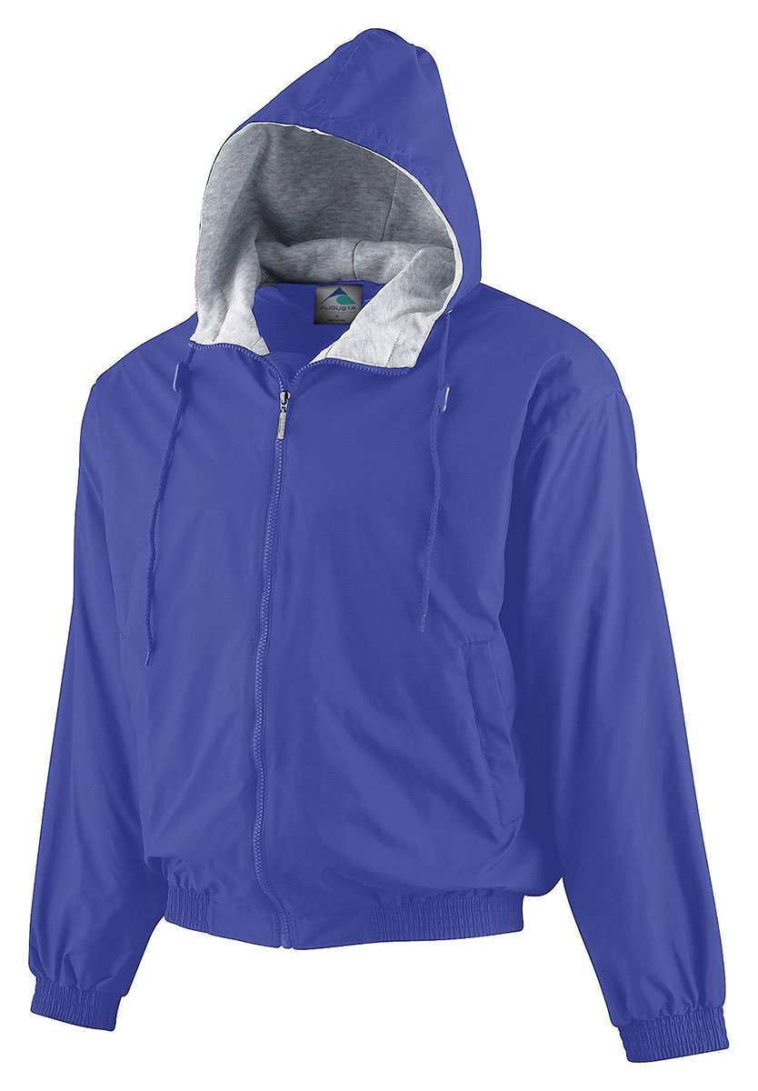 Augusta Sportswear Hooded Taffeta Jacket with Fleece Lining - Waterproof Windbreaker for Outdoor Activities, Hiking, and Cold Weather