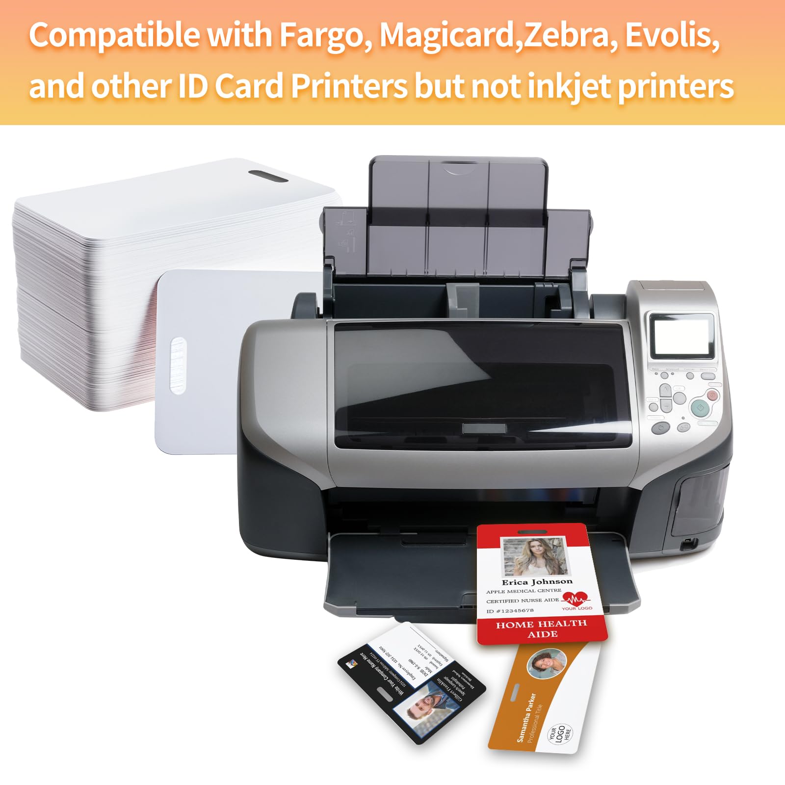 50 Pack Premium Blank PVC Cards with Slot Punch - CR80 30mil Vertical Slot Blank Credit Cards for ID Badge Printers - High Quality PVC Cards for Business & Office Use - Perfect for Employee IDs, Membership Cards & Loyalty Programs