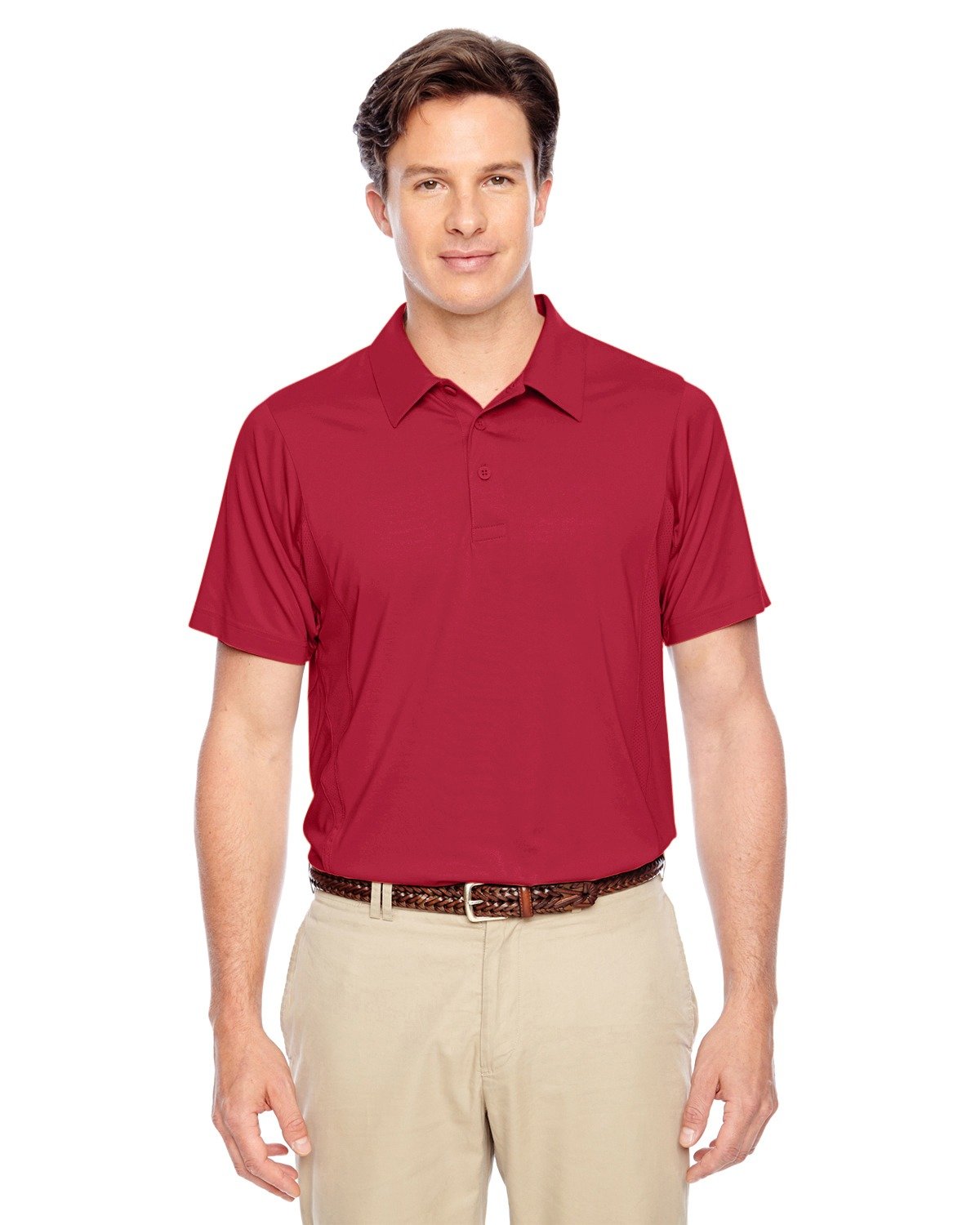 TEAM 365 Men's Performance Polo Shirt - Moisture Wicking, Breathable, SP Scarlet Red, Large - Perfect for Golf, Tennis & Casual Wear