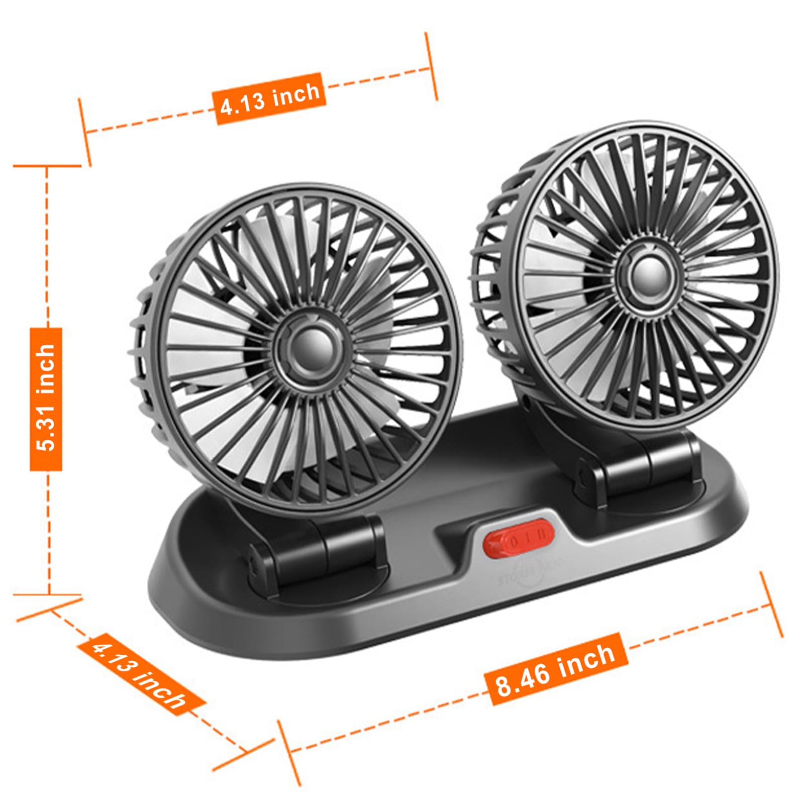 2024 Dual Head USB Car Fan - Portable Brushless Motor Vehicle Cooling Fan with 2 Speeds & 360° Rotation | USB Powered for Car Dashboard, SUV, RV, Truck, Sedan | Perfect for Road Trips, Office & Home Use (Black)
