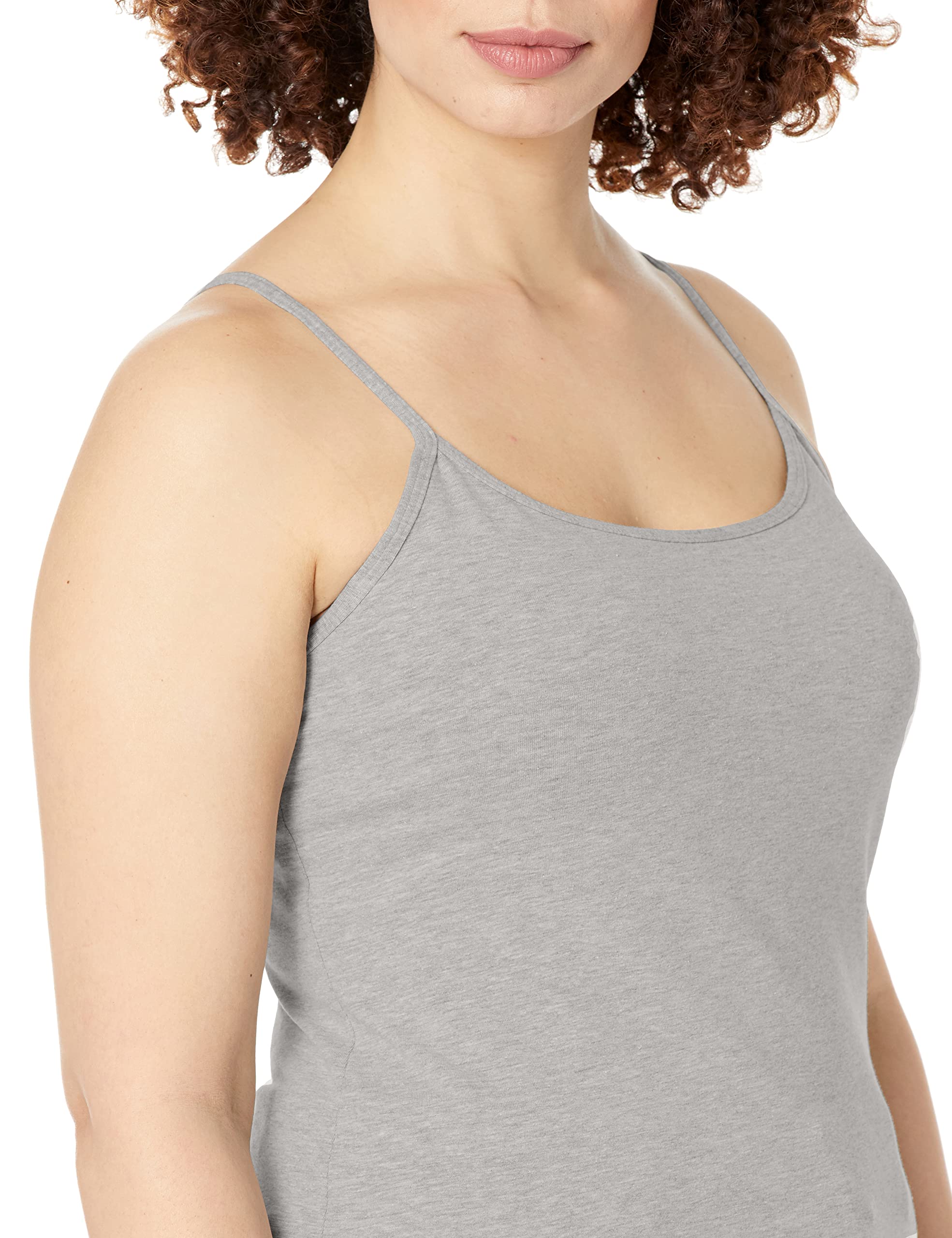 Hanes Women's Cami with Built-in Shelf Bra - Stretch Cotton Camisole with Adjustable Straps | Comfortable Layering Top for Sleepwear, Lounge & Everyday Wear