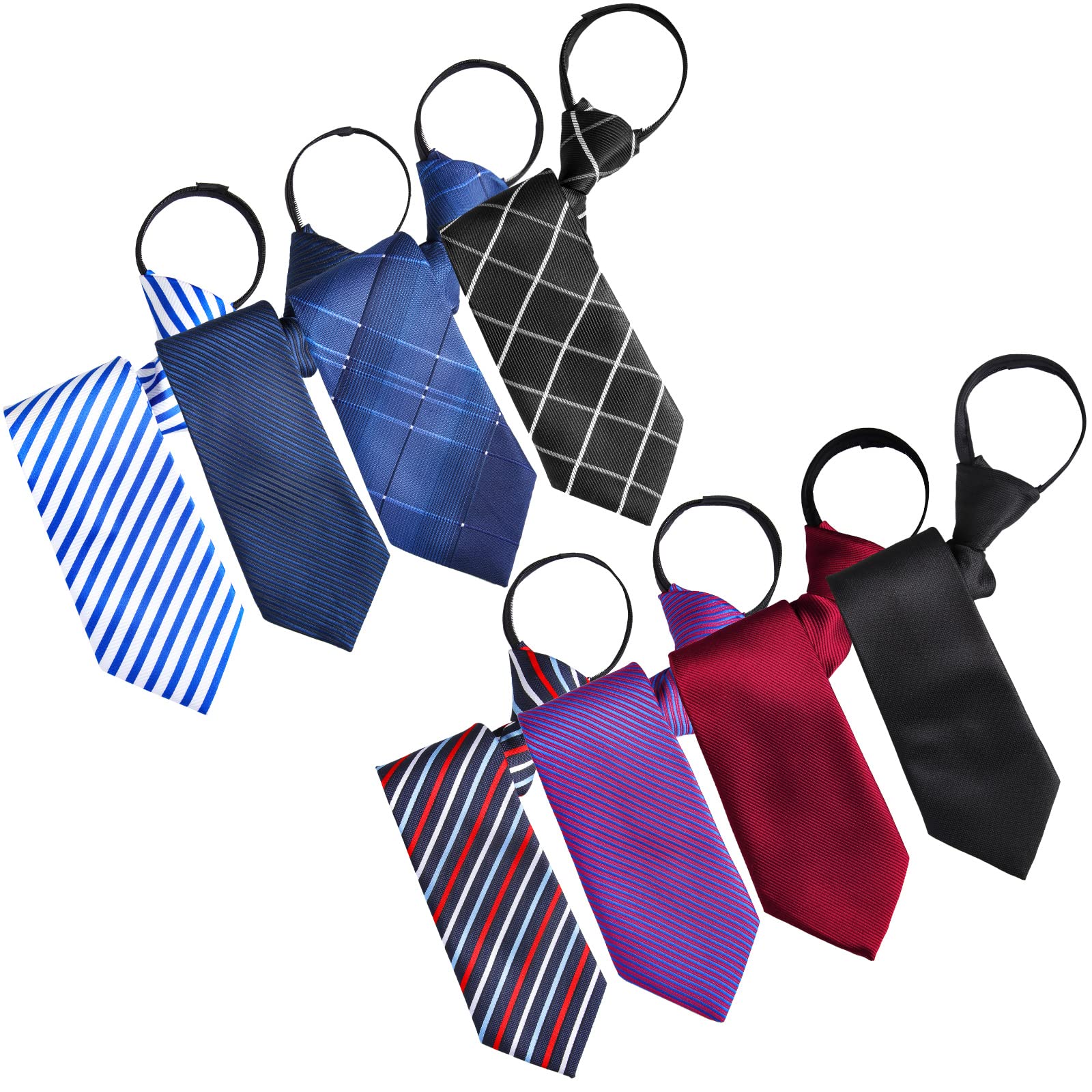 Geyoga 8-Piece Adjustable Pre-Tied Clip-On Necktie Set for Men - Perfect for Business, Weddings & Formal Events