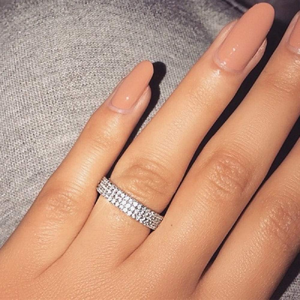 925 Sterling Silver Shiny Half Circle Full Diamond Ring - Multi-Row CZ Zircon Engagement Ring for Women, Wedding Band, Anniversary Gift (Size 7) | Perfect for Proposals, Bridal Jewelry & Special Occasions