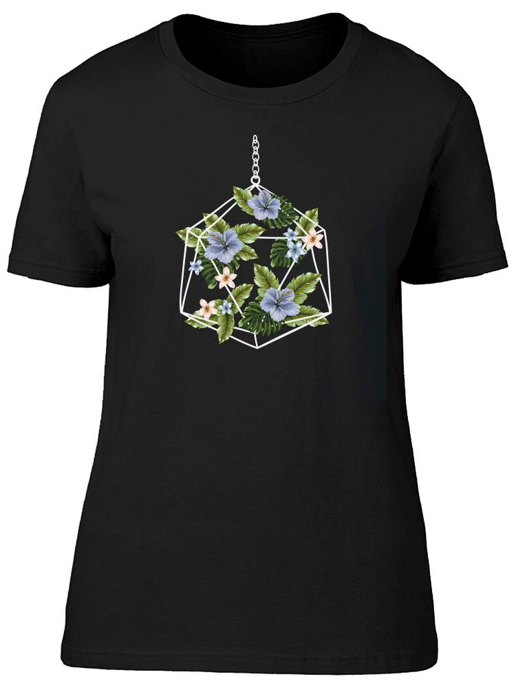 Women's Glass Terrarium Floral Print T-Shirt - Breathable Cotton Tee for Casual Wear, Gardening & Outdoor Activities