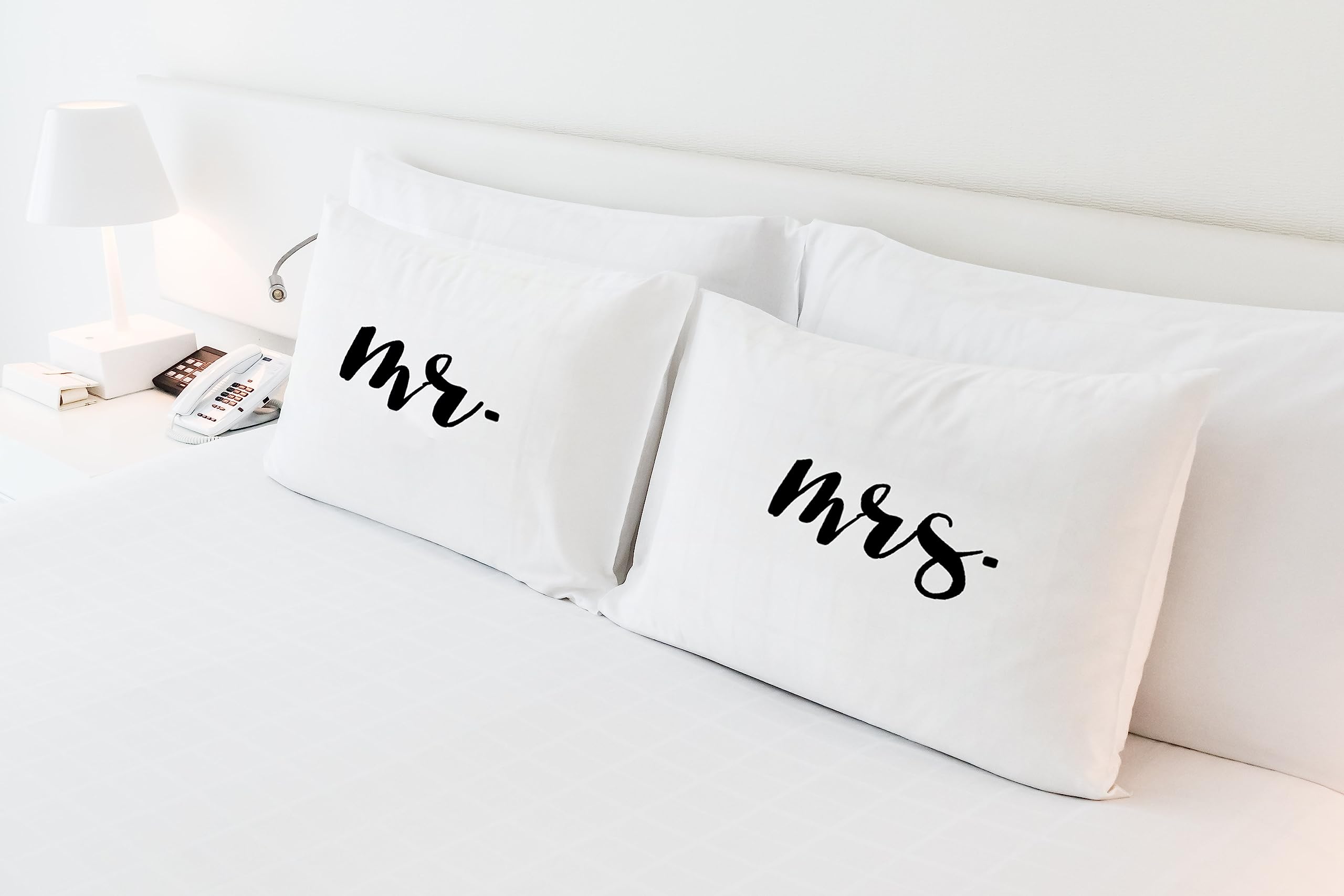 Mr and Mrs Pillowcases Set - His & Hers Queen Size Anniversary Wedding Gift for Couples - Romantic Bedroom Decor for Newlyweds, Valentine's Day & Special Occasions