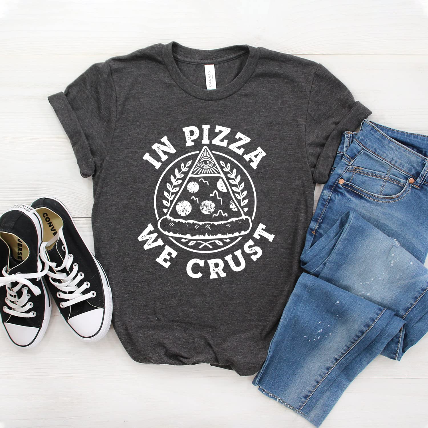 Funny Pizza Lover T-Shirt - 'In Pizza We Crust' Unisex Tee - Perfect Gift for Him, Her & Foodies - Ideal for Pizza Parties, Date Nights & Food Bloggers