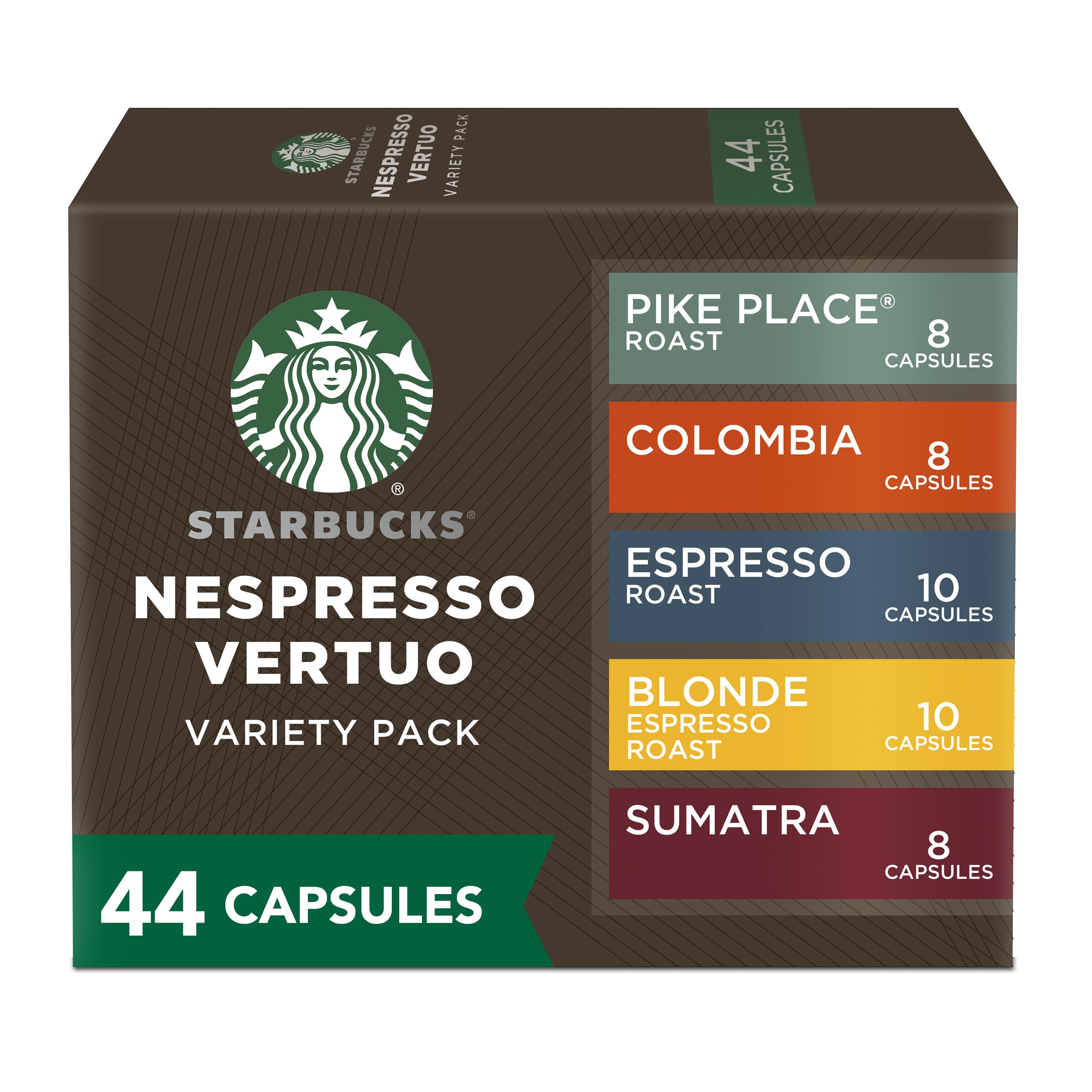 Starbucks by Nespresso Vertuo Variety Pack - 44 Coffee & Espresso Pods (7.8oz & 1.35oz) for Home, Office & Gifting | Compatible with Vertuo Machines