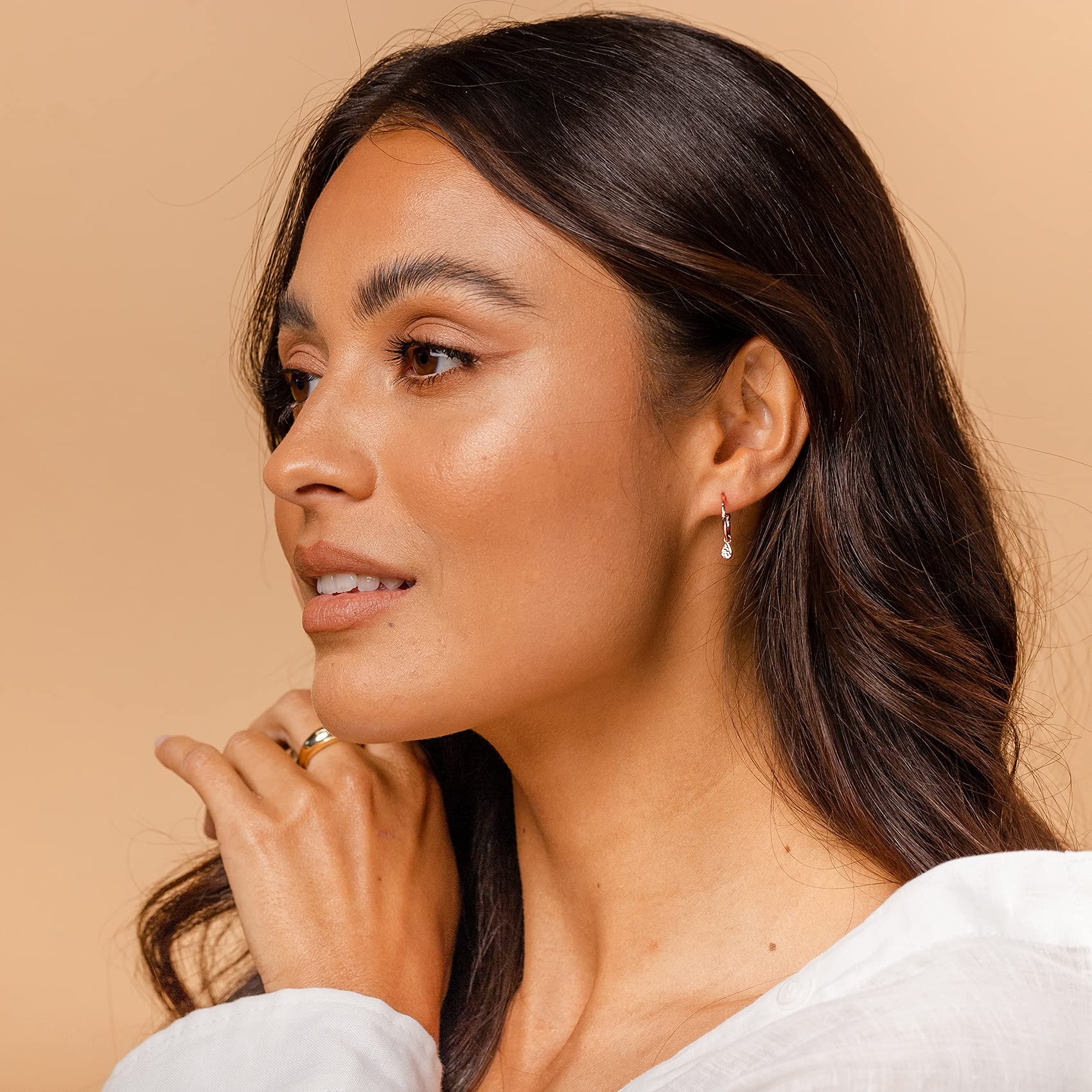PAVOI 14K Gold Plated 925 Sterling Silver Huggie Hoop Earrings with Dangle | Small Hoop Earrings for Women | Trendy Everyday & Party Jewelry Gift