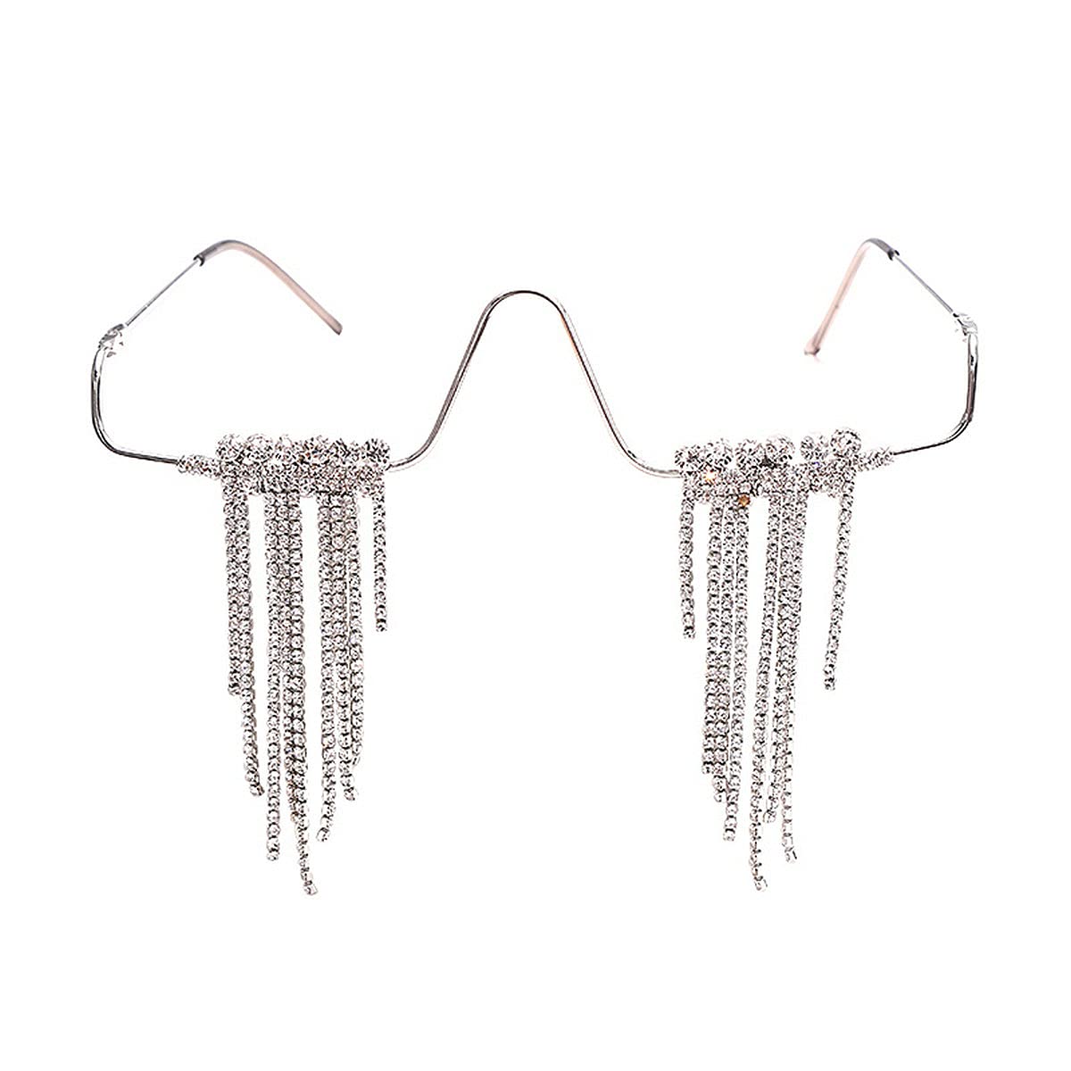 Stylish Diamond Punk Rhinestone Glasses Frame - Retro Tassel Sunglasses for Women & Men - Perfect for Halloween Costumes, Cosplay, and Party Accessories