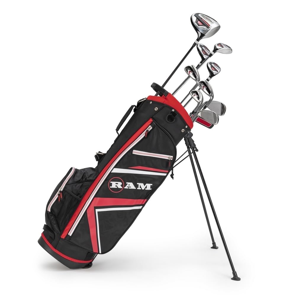 RAM Golf Accubar Plus Left-Handed Golf Clubs Set - Graphite Shafted Woods & Stainless Steel Irons - Perfect for Beginners and Casual Golfers on the Course