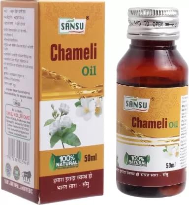 Sansu Chameli Oil (Jasmine Essential Oil) - 50ml Pack of 6 - Relieves Nervous Tension, Stress, Anxiety, Depression & Menstrual Cramps - Natural Antidepressant & Antiseptic - Perfect for Aromatherapy, Massage & Relaxation at Home