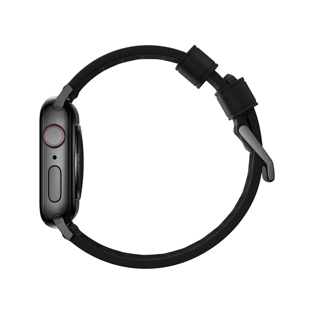 Nomad Active Band Pro 45mm / 49mm - Black Hard Case with Black Leather Strap for Apple Watch - Durable & Stylish Smartwatch Band for Workouts, Running & Everyday Wear