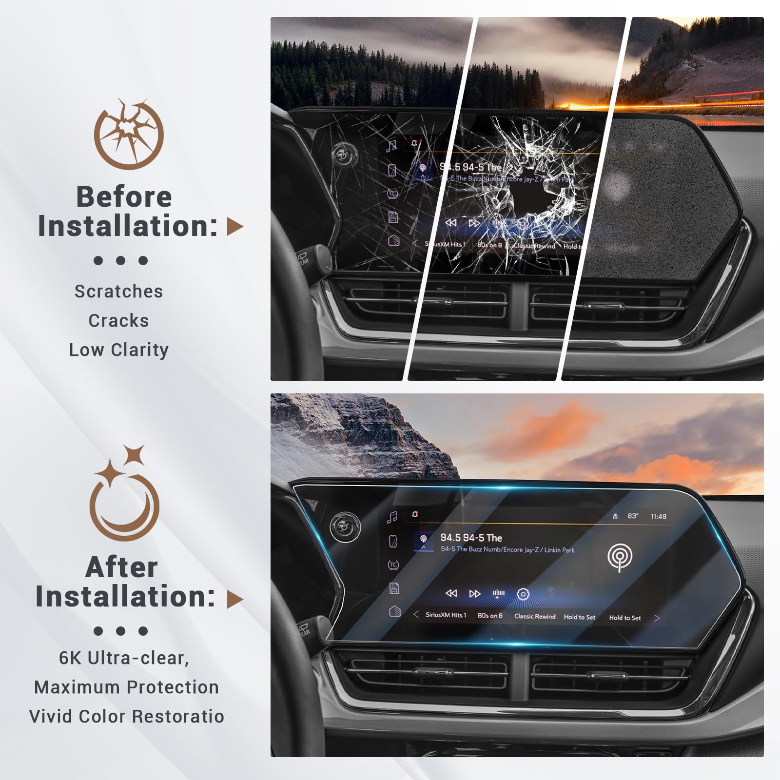 YEE PIN 2024-2025 Chevy Trax Screen Protector - HD Clear Tempered Glass for 8