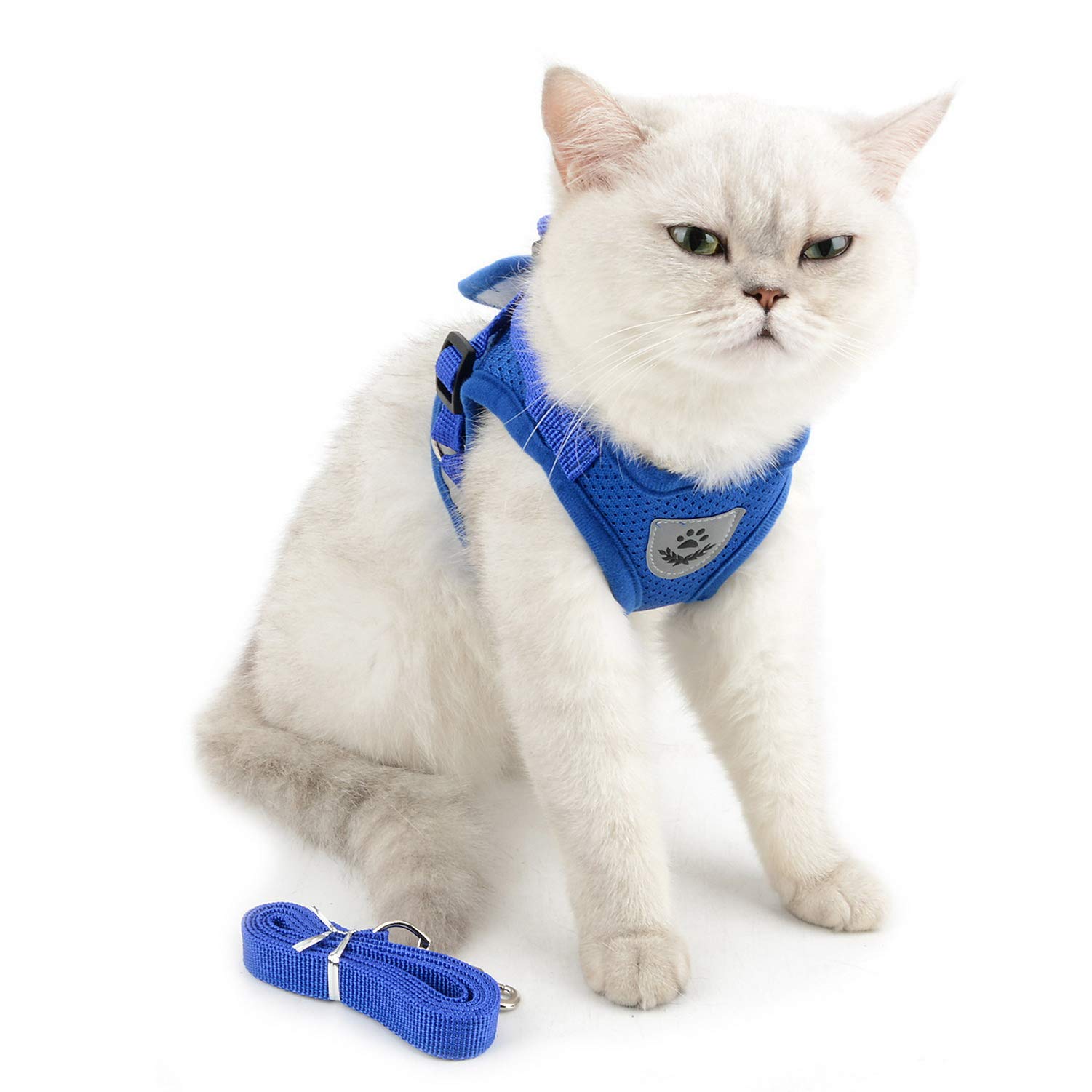 **Zunea No-Pull Reflective Adjustable Dog Harness & Leash Set - Soft Mesh Padded Step-in Vest for Small Dogs & Puppies - Escape-Proof Cat Harness for Walking - Blue (Ideal for Outdoor Adventures, Daily Walks & Pet Training)**
