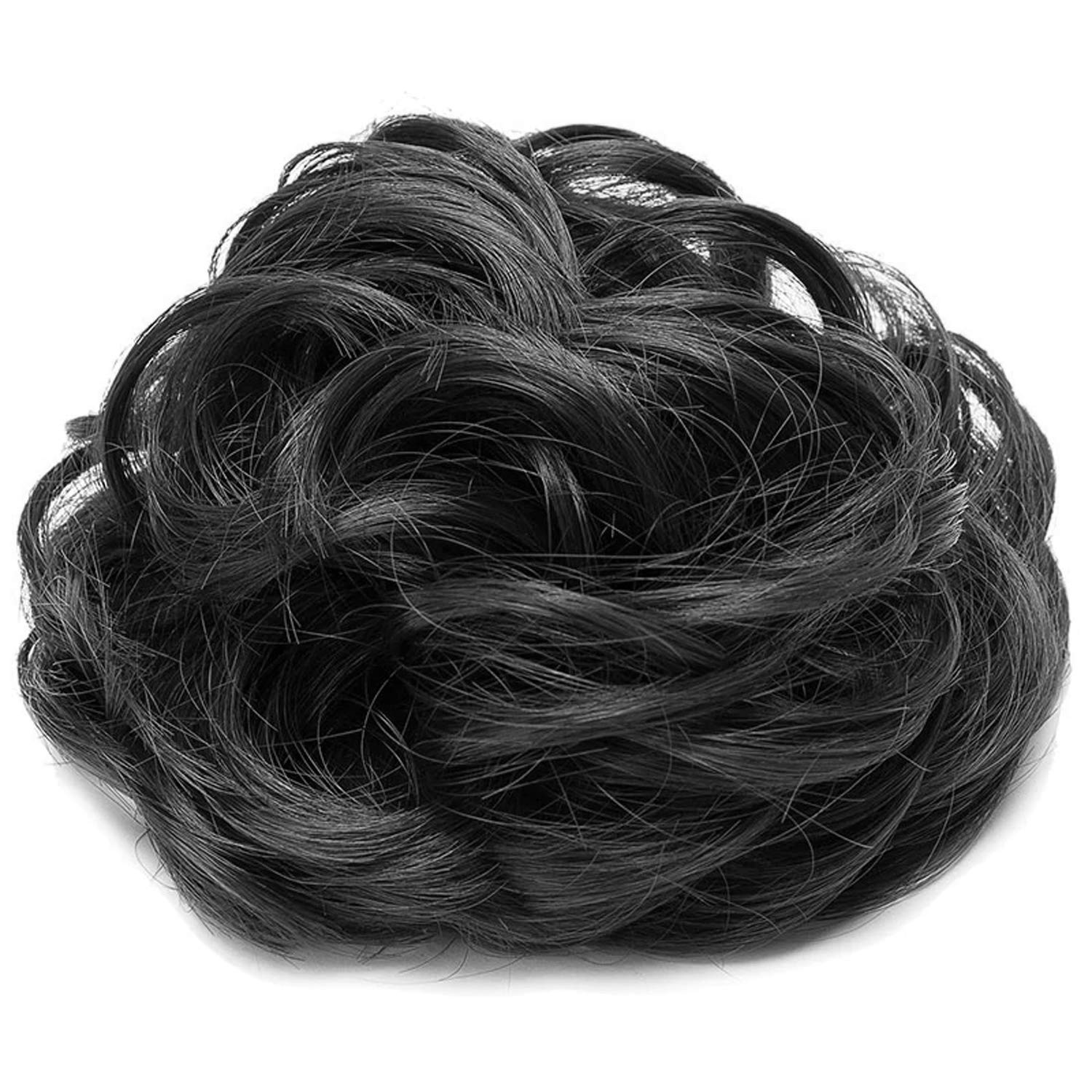 CLITZ Messy Bun Hair Extension for Women & Girls - Natural Black | Clip-In Hairpiece for Quick & Easy Updos | Perfect for Parties, Weddings & Everyday Styling [Pack of 1]