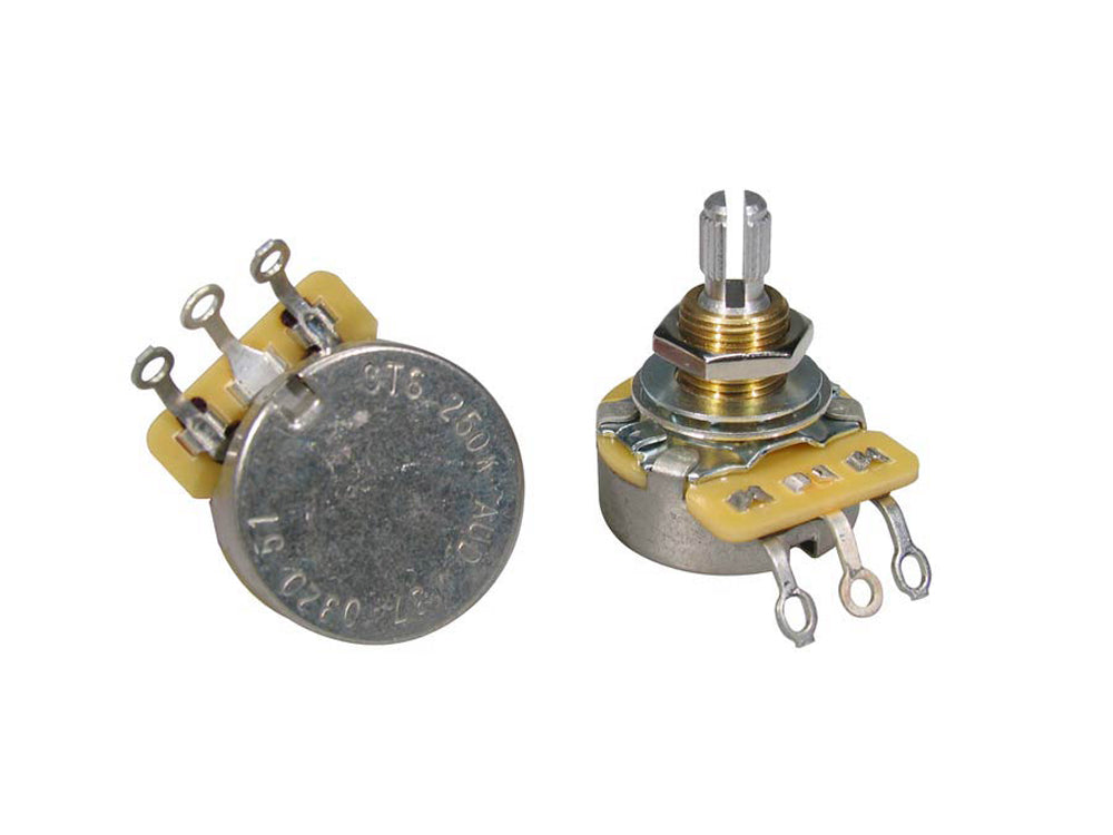 CTS250 A51 250K Ohm Split Shaft Audio Taper Potentiometer with Standard Bushing - Perfect for Guitar/Bass Electronics, DIY Audio Projects & Amp Repair