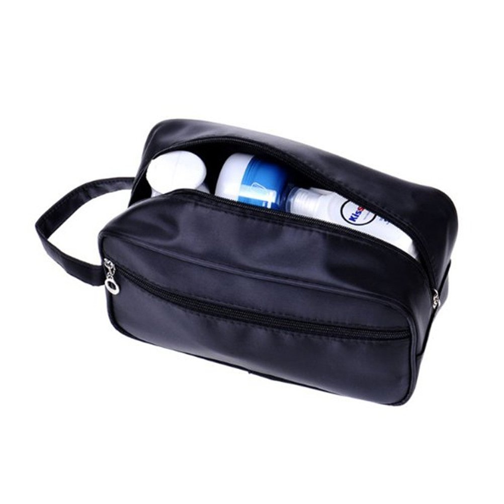 WINOMO Black Travel Toiletry Bag for Men & Women - Waterproof Cosmetic Organizer with Hanging Hook - Perfect for Camping, Gym, Business Trips & Vacation Essentials Storage